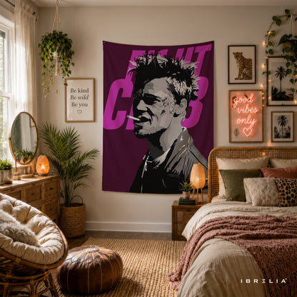 Fight Club Tyler Durden Purple Pop Art Wall Tapestry – Cult Classic Movie Wall Hanging