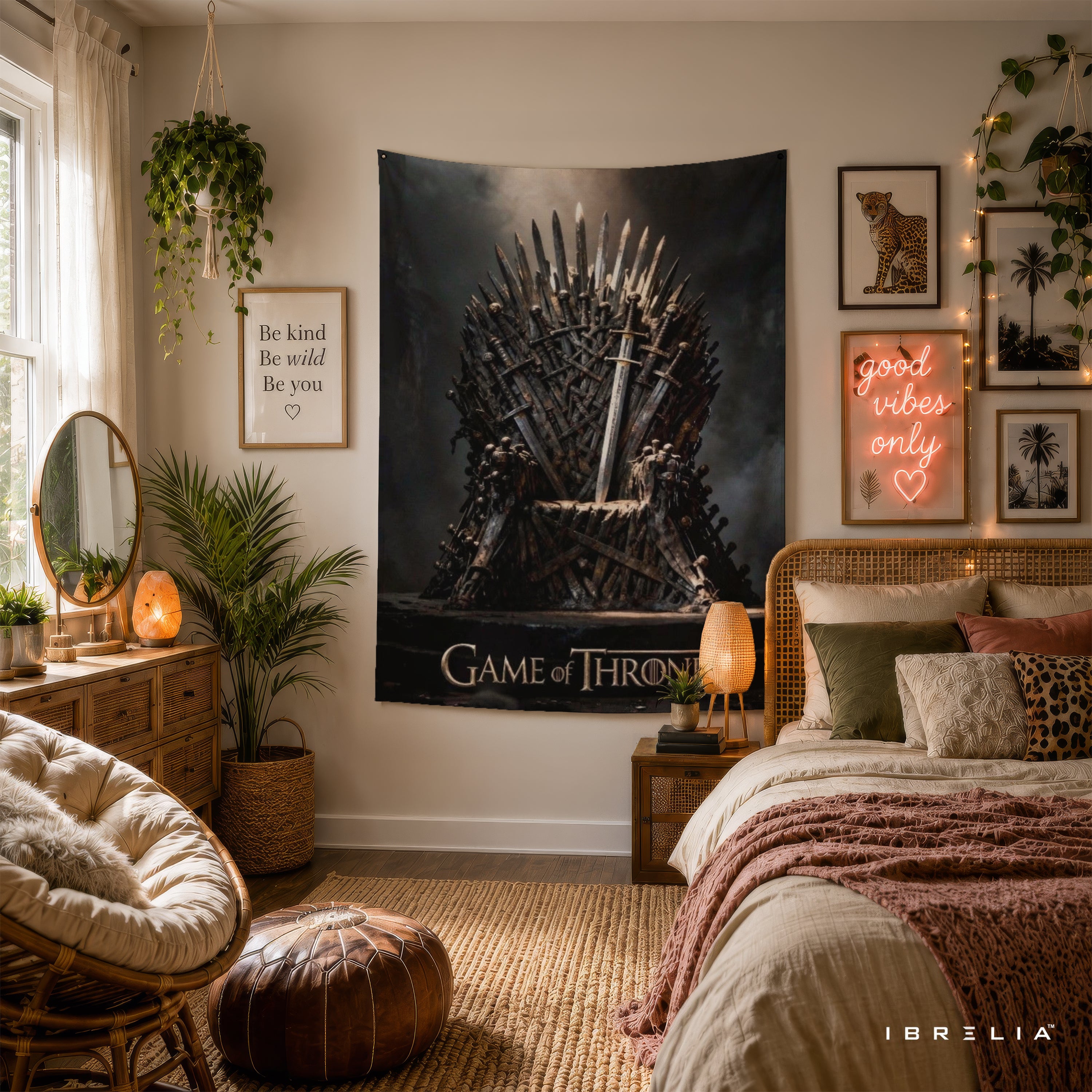 Iron Throne Game of Thrones Wall Tapestry | Premium Heavyweight Jute Fabric Wall Hanging