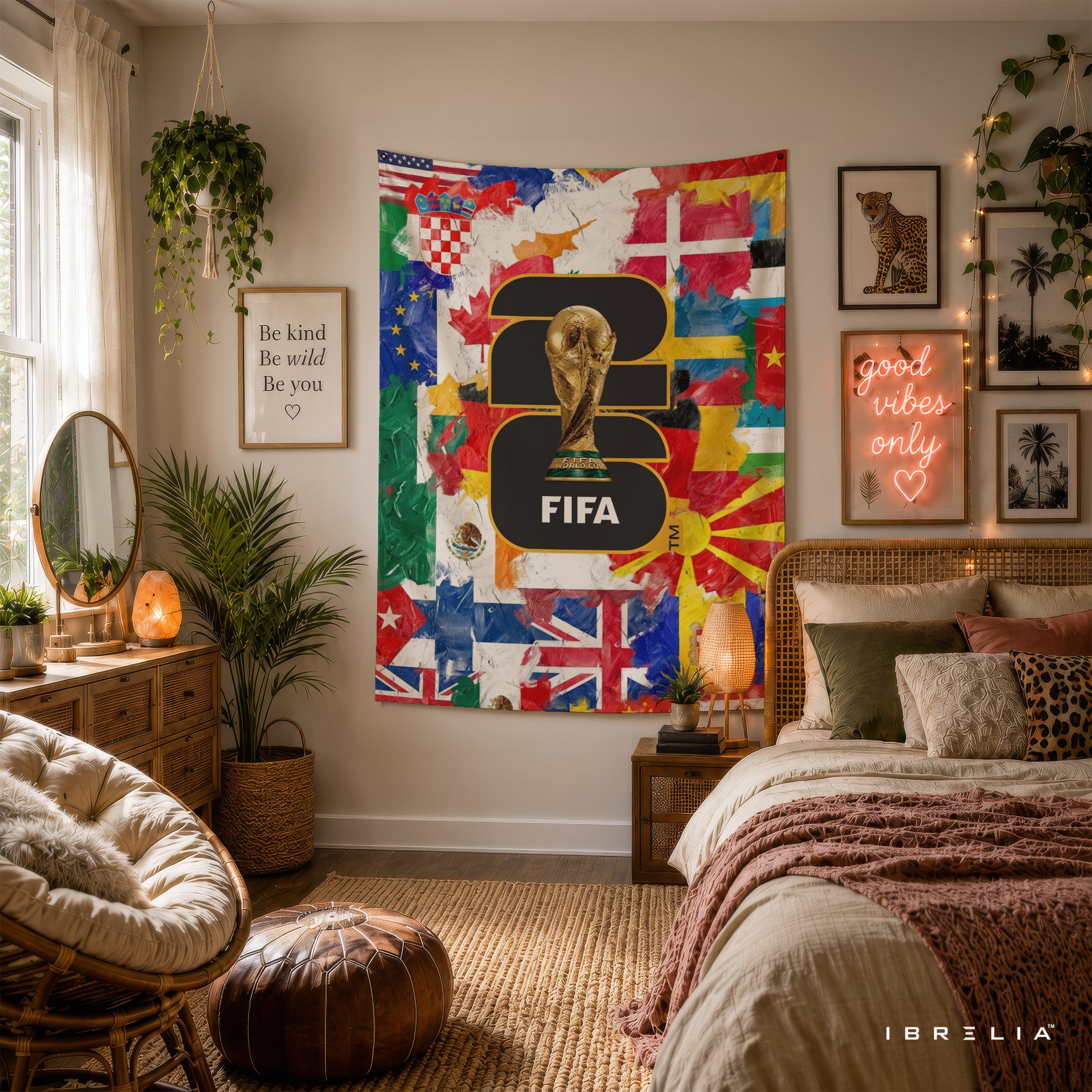 FIFA World Cup 2026 Global Flags Edition Wall Tapestry | Premium Heavyweight Jute Fabric Wall Hanging