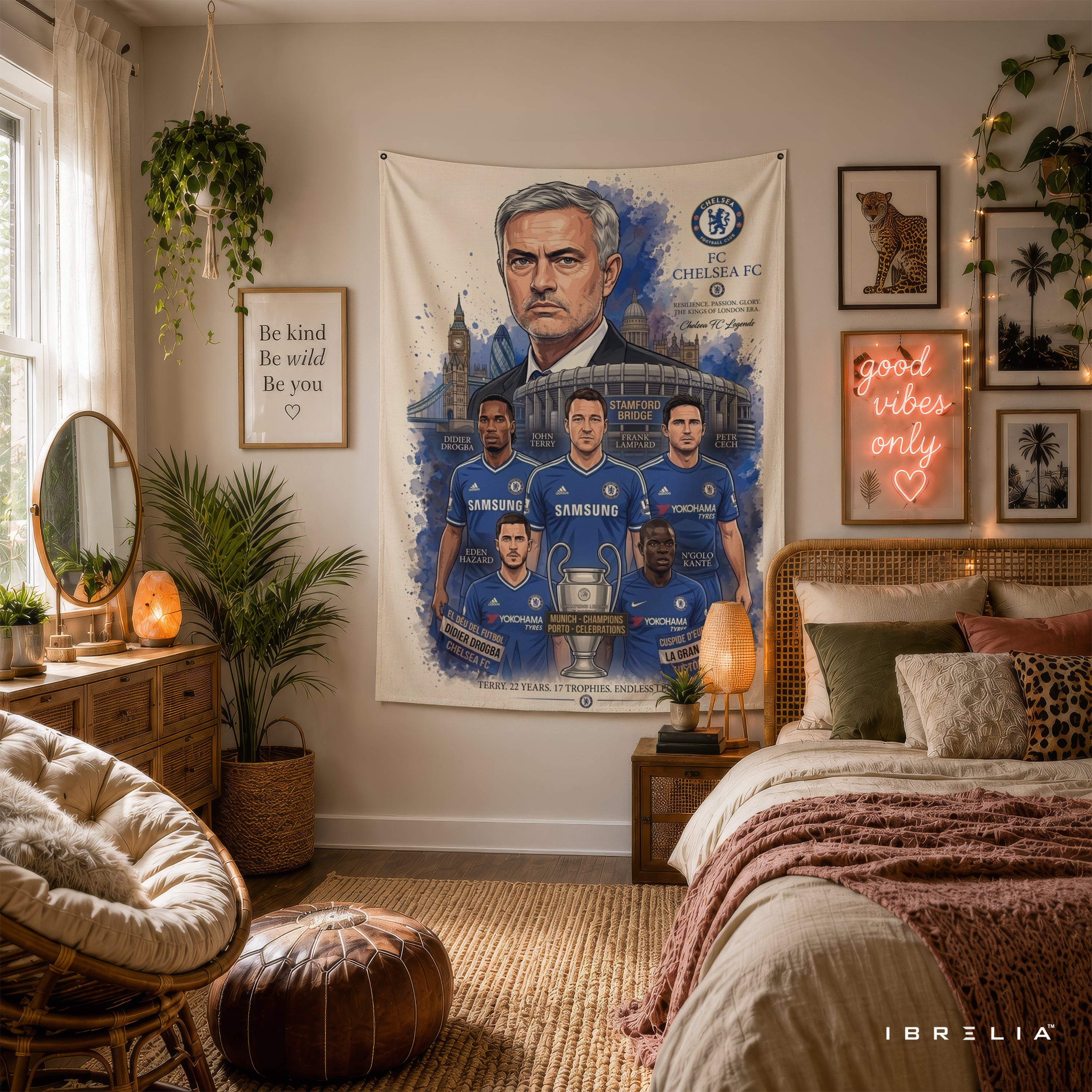 José Mourinho Chelsea Legend Wall Tapestry | Premium Heavyweight Jute Fabric Wall Hanging