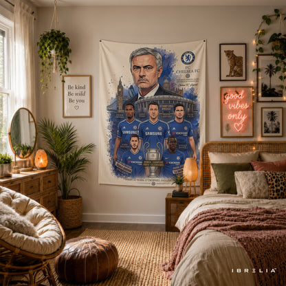 José Mourinho Chelsea Legend Wall Tapestry | Premium Heavyweight Jute Fabric Wall Hanging