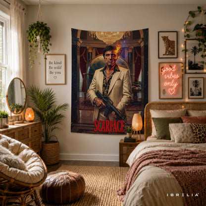 Scarface Tony Montana Premium Wall Tapestry – Cinematic Movie Wall Hanging & Home Decor in Pakistan