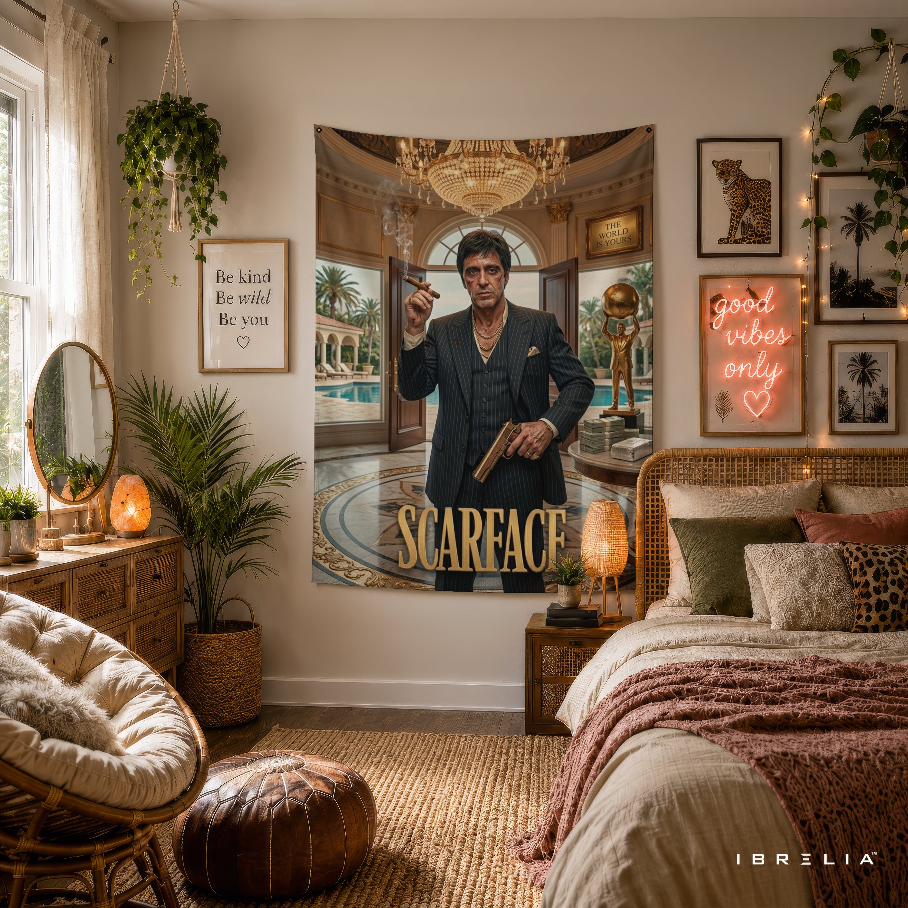 Scarface "The World Is Yours" Mansion Wall Tapestry | Luxury Tony Montana Movie Wall Hanging Pakistan