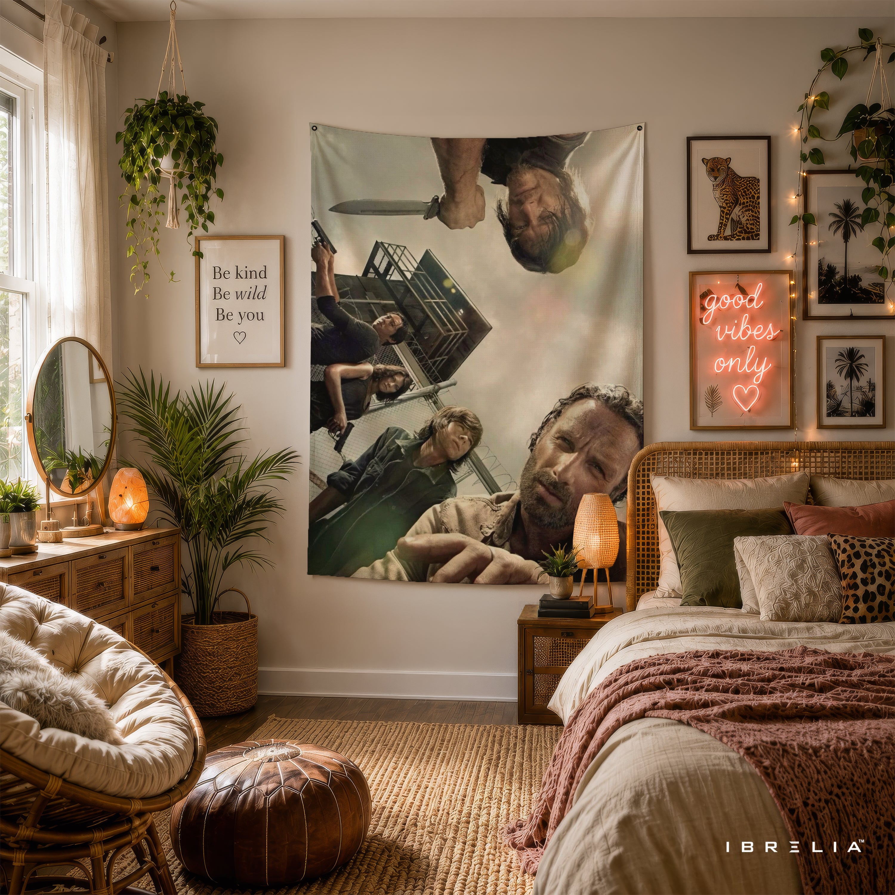 The Walking Dead Survivors Wall Tapestry | Premium Heavyweight Jute Fabric Wall Hanging