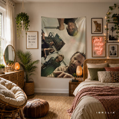 The Walking Dead Survivors Wall Tapestry | Premium Heavyweight Jute Fabric Wall Hanging