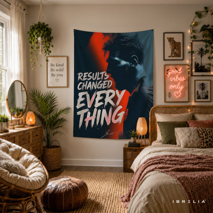 Lionel Messi Results Changed Everything Wall Tapestry | Premium Heavyweight Jute Fabric Wall Hanging