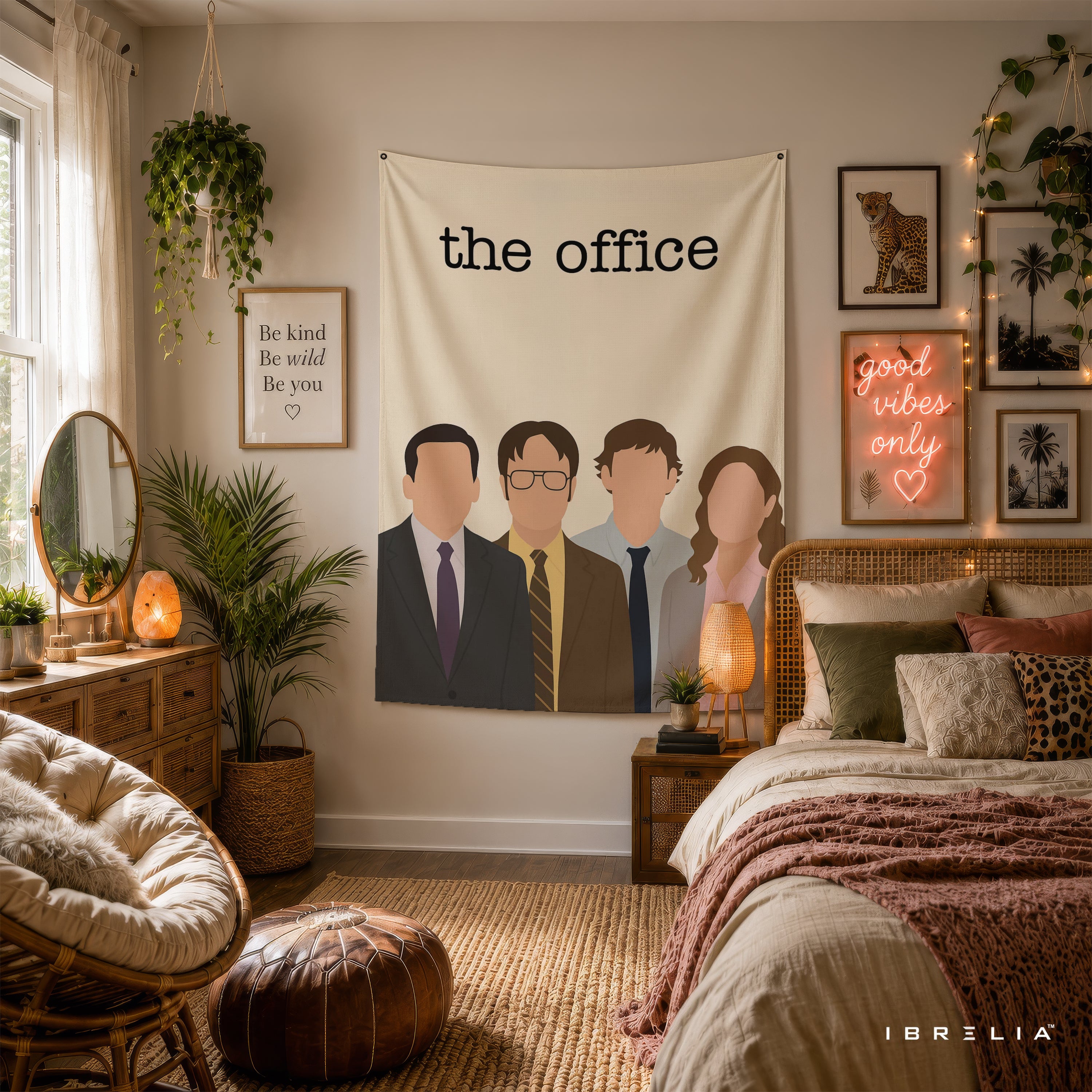 The Office Minimalist Character Wall Tapestry | Premium Heavyweight Jute Fabric Wall Hanging