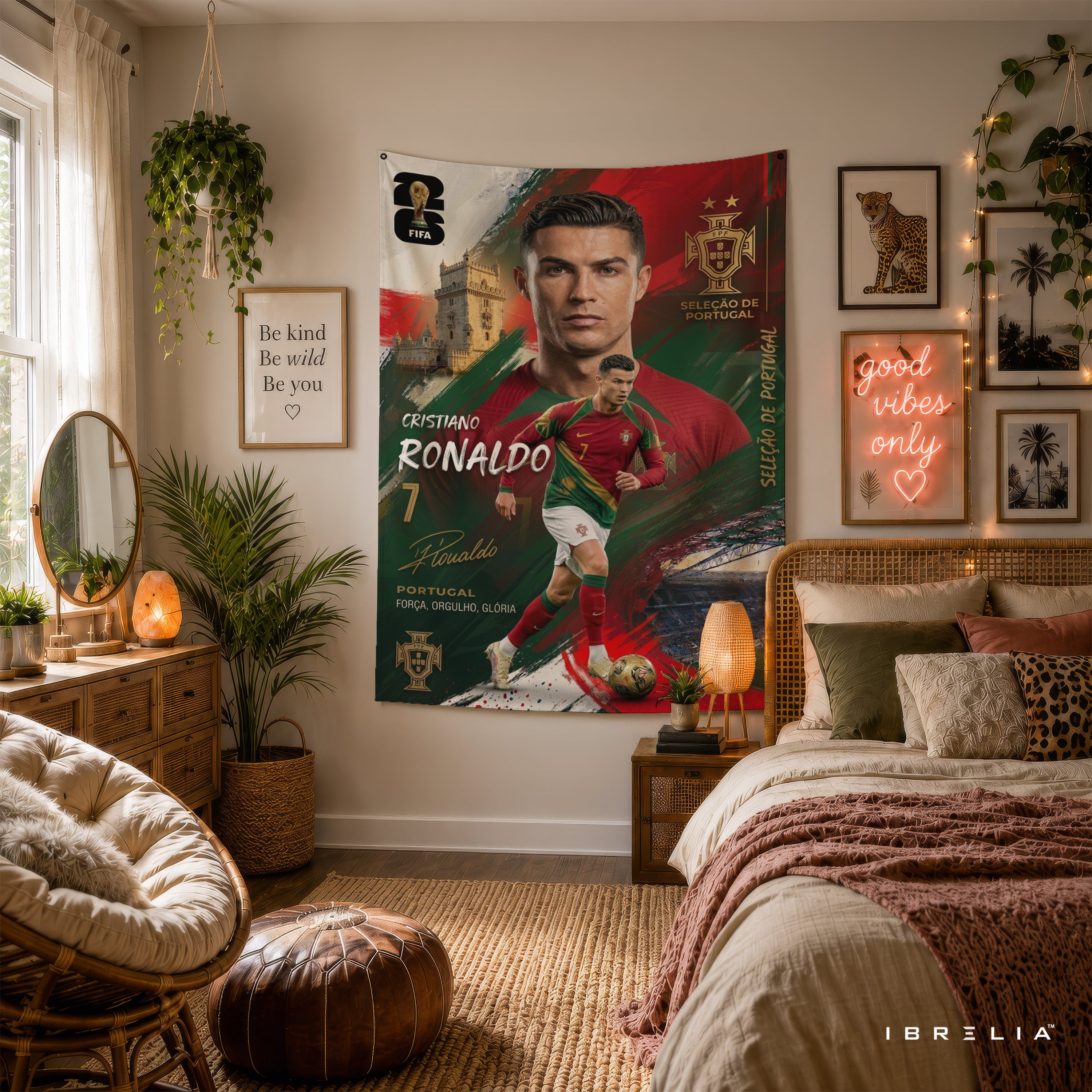 Cristiano Ronaldo Portugal Champion Edition Wall Tapestry | Premium Heavyweight Jute Fabric Wall Hanging