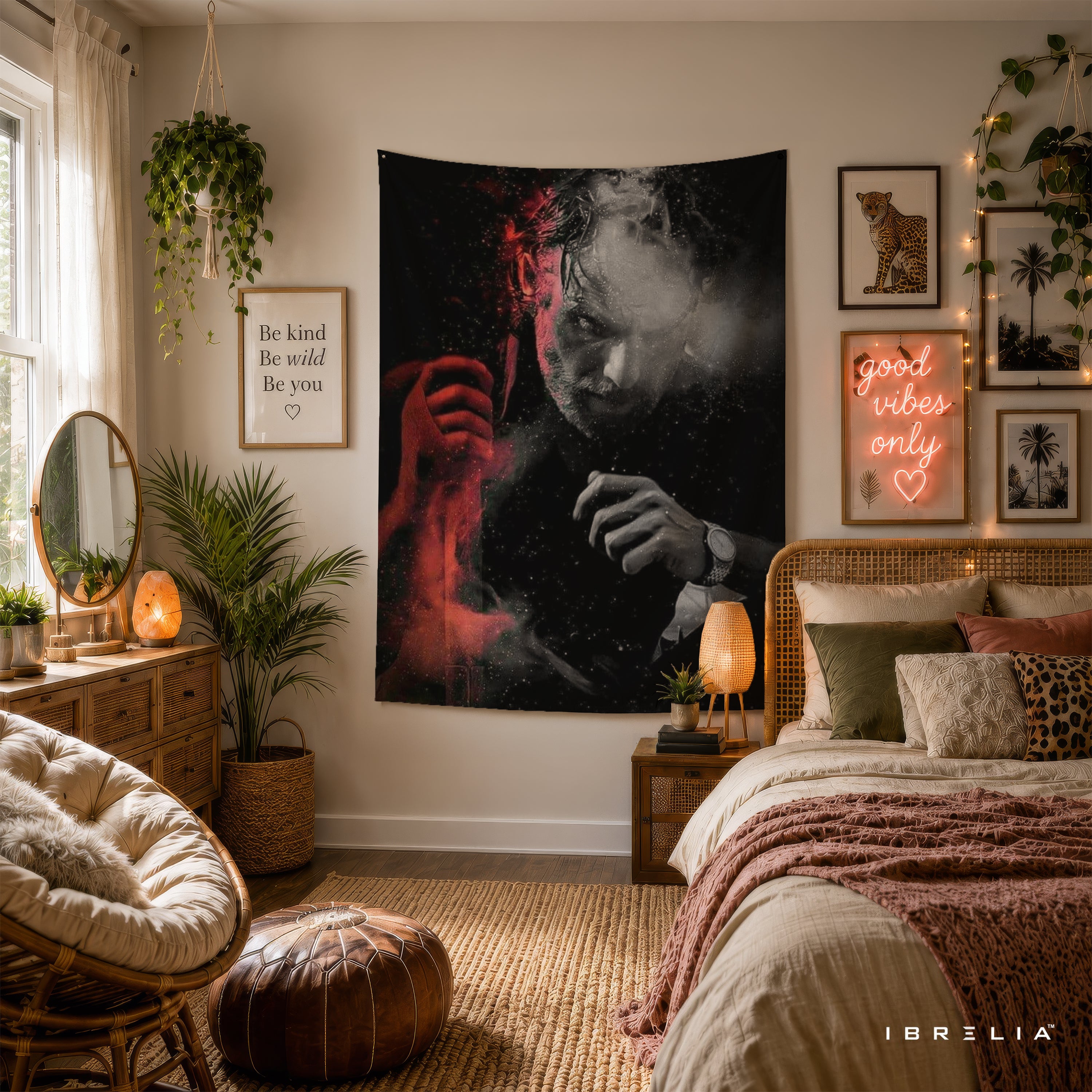 Rick Grimes Smoke Portrait The Walking Dead Wall Tapestry | Premium Heavyweight Jute Fabric Wall Hanging