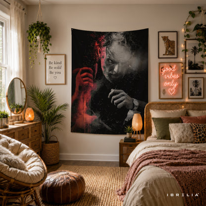 Rick Grimes Smoke Portrait The Walking Dead Wall Tapestry | Premium Heavyweight Jute Fabric Wall Hanging