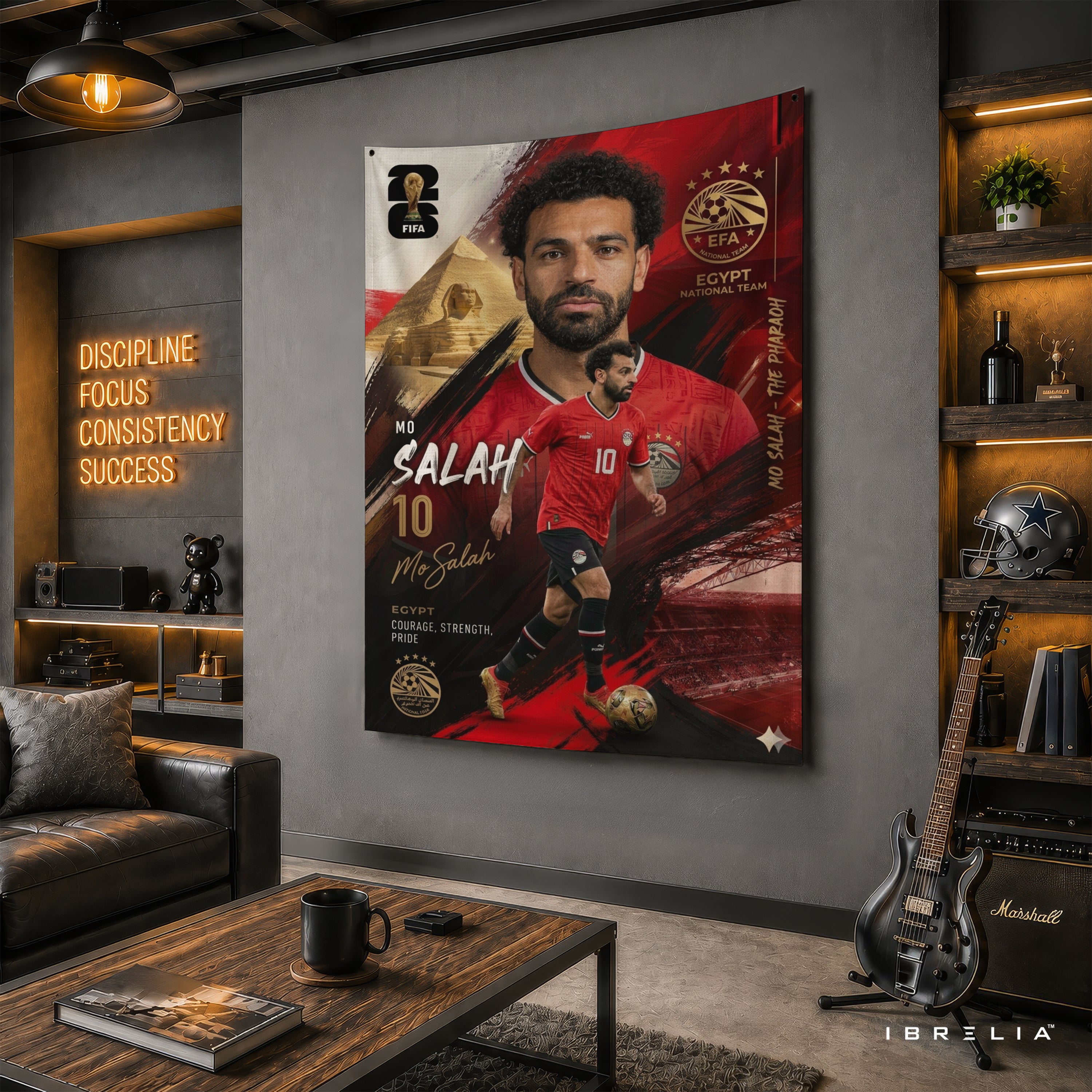 Mohamed Salah Egypt Champion Edition Wall Tapestry | Premium Heavyweight Jute Fabric Wall Hanging