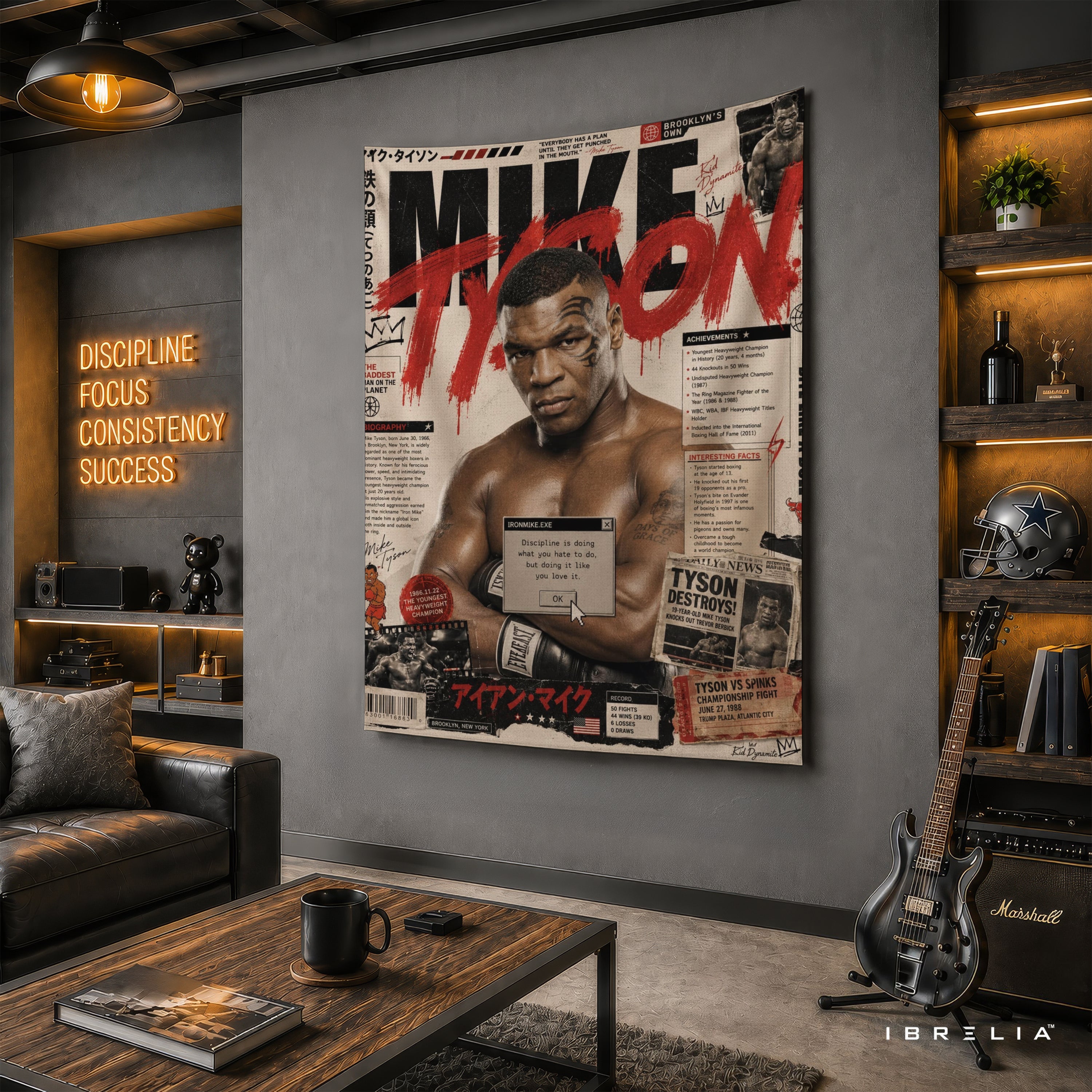 Mike Tyson Vintage Magazine Cover Wall Tapestry | Premium Heavyweight Jute Fabric Wall Hanging