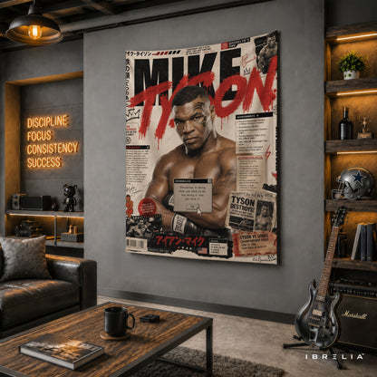 Mike Tyson Vintage Magazine Cover Wall Tapestry | Premium Heavyweight Jute Fabric Wall Hanging