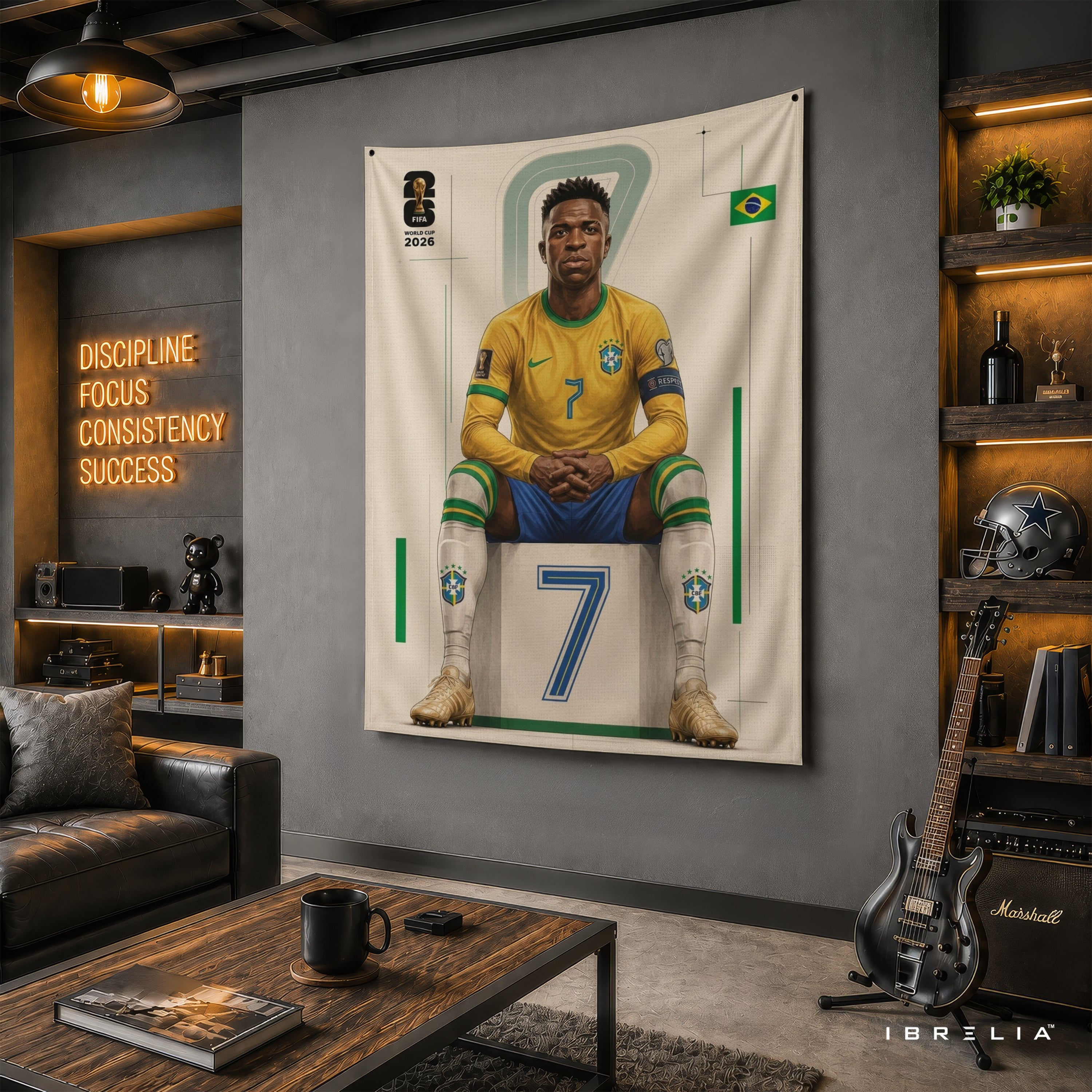 Vinícius Júnior Brazil 2026 Wall Tapestry | Premium Heavyweight Jute Fabric Wall Hanging