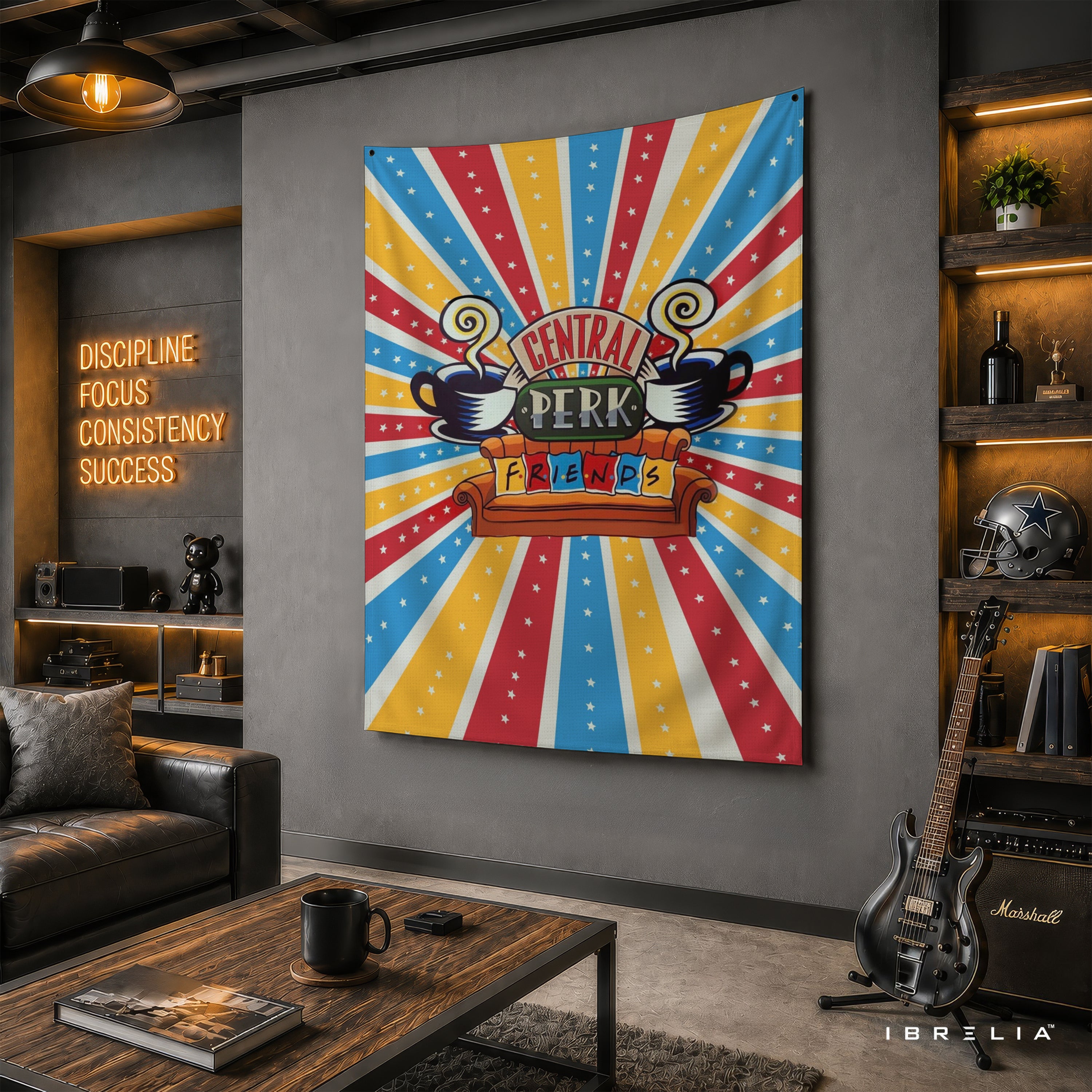 Central Perk Friends Wall Tapestry – Colorful Retro Coffee House Wall Hanging