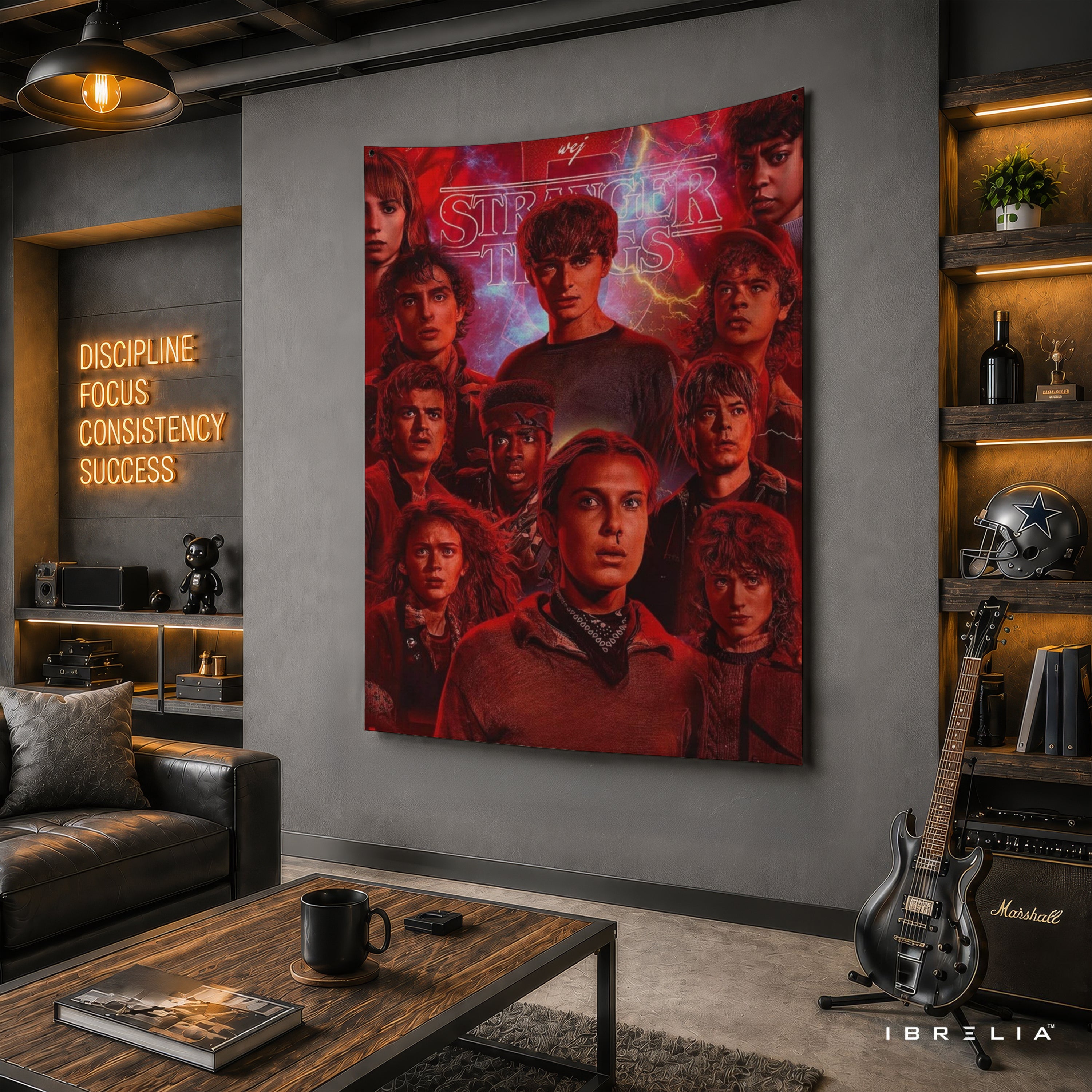 Stranger Things Character Collage Wall Tapestry – Retro Netflix Series Wall Hanging
