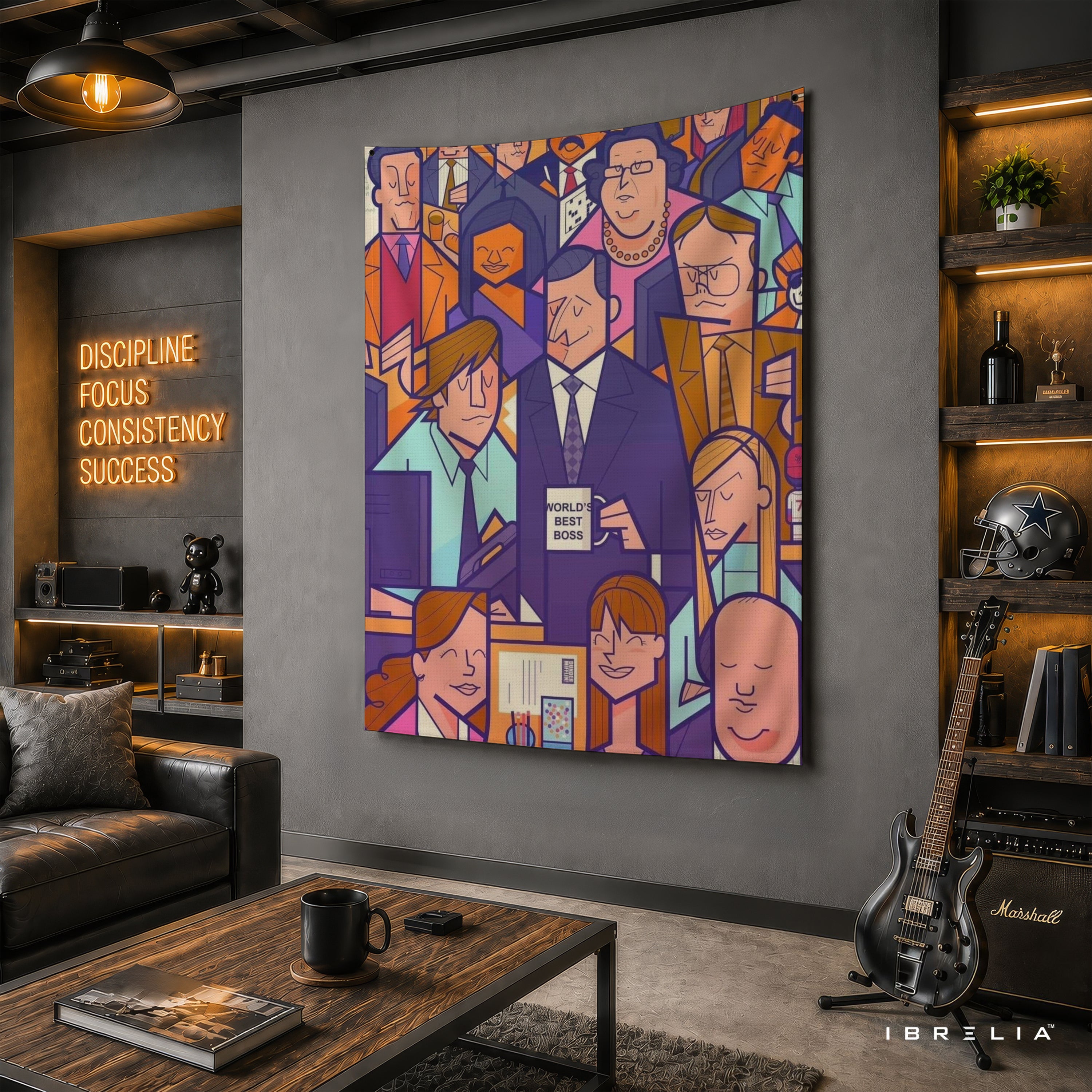 The Office Abstract Cast Wall Tapestry | Premium Heavyweight Jute Fabric Wall Hanging