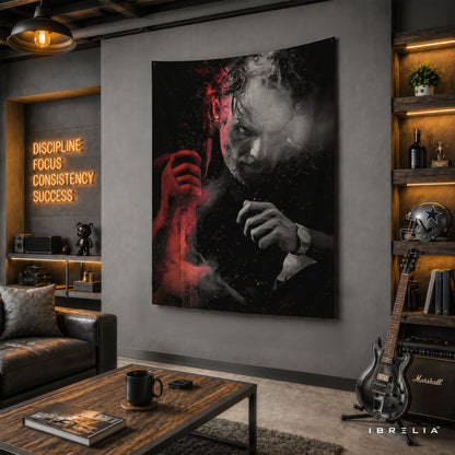 Rick Grimes Smoke Portrait The Walking Dead Wall Tapestry | Premium Heavyweight Jute Fabric Wall Hanging