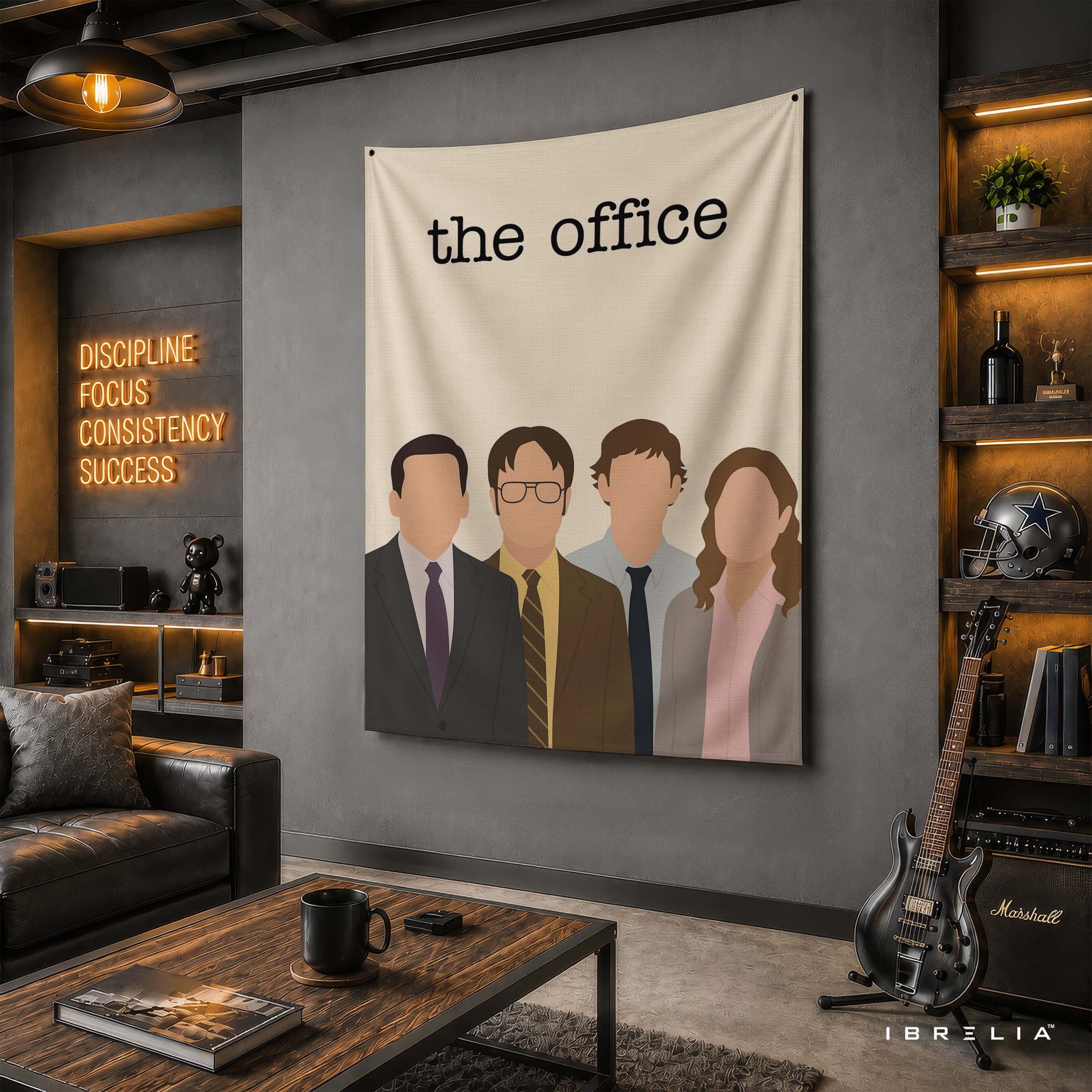 The Office Minimalist Character Wall Tapestry | Premium Heavyweight Jute Fabric Wall Hanging