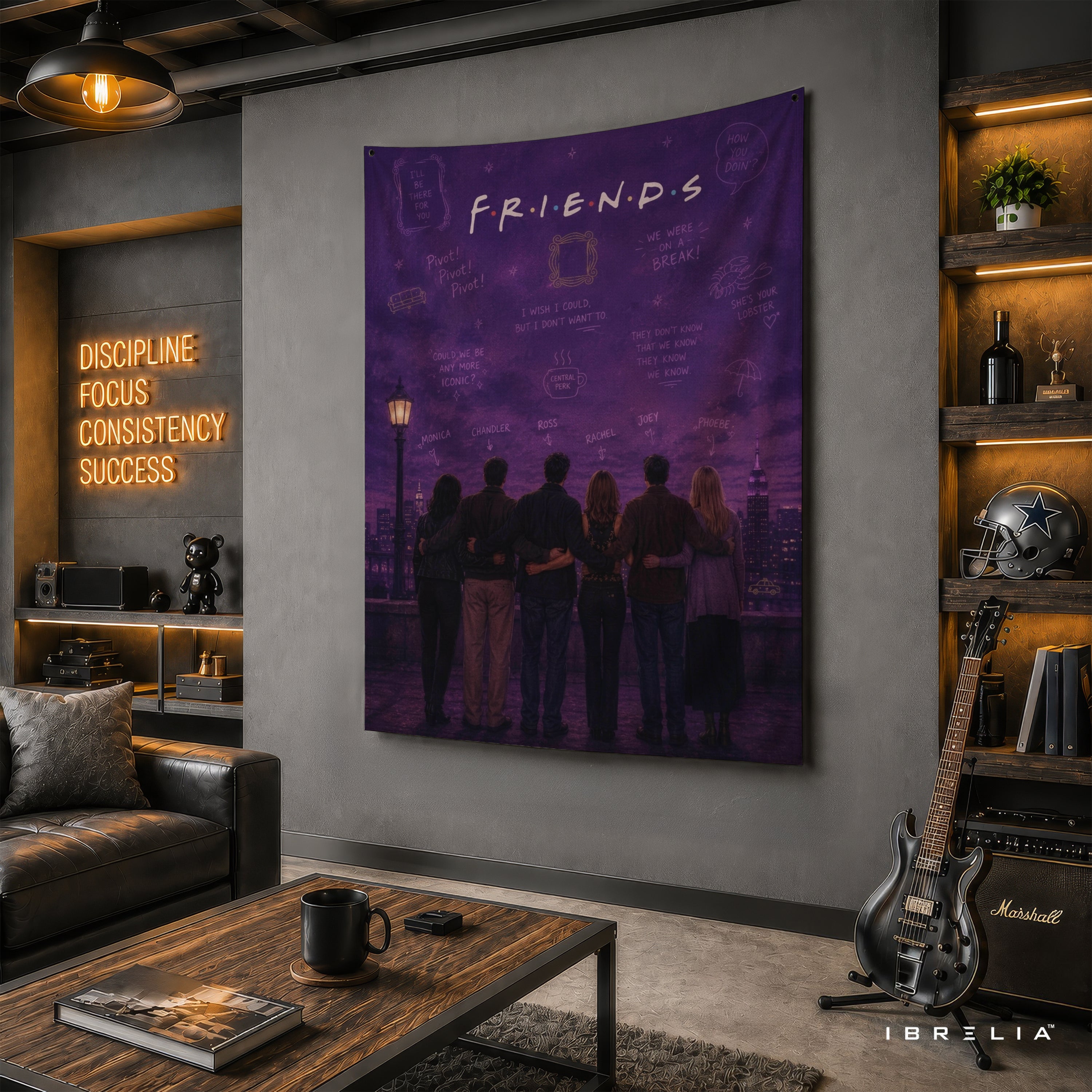Friends TV Show Skyline Wall Tapestry – Purple Friends Forever Wall Hanging