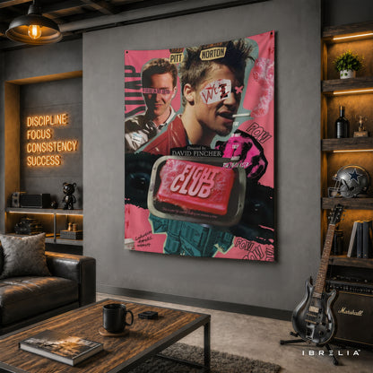 Fight Club Collage Wall Tapestry – Vintage Pink Cult Movie Wall Hanging