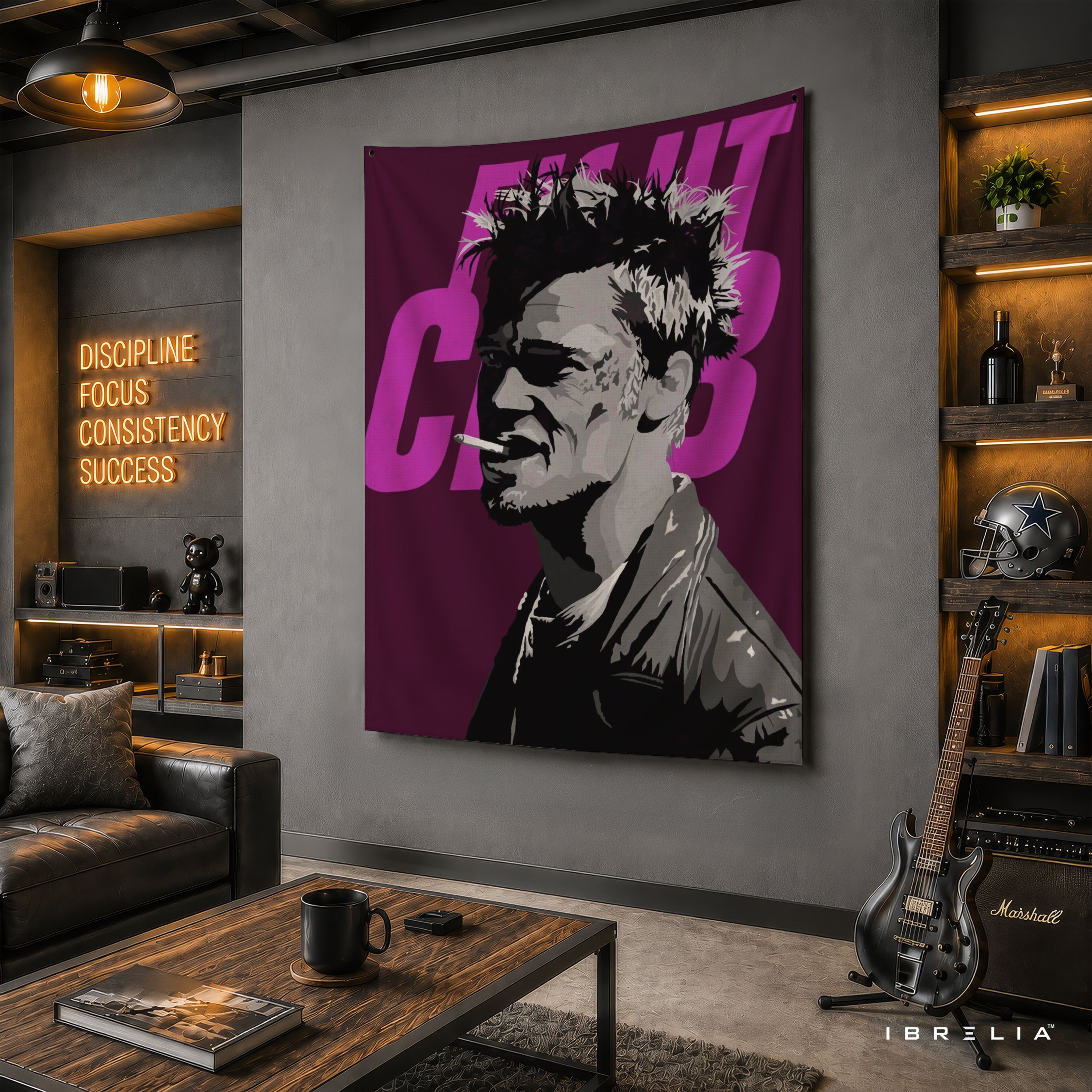 Fight Club Tyler Durden Purple Pop Art Wall Tapestry – Cult Classic Movie Wall Hanging