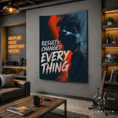 Lionel Messi Results Changed Everything Wall Tapestry | Premium Heavyweight Jute Fabric Wall Hanging