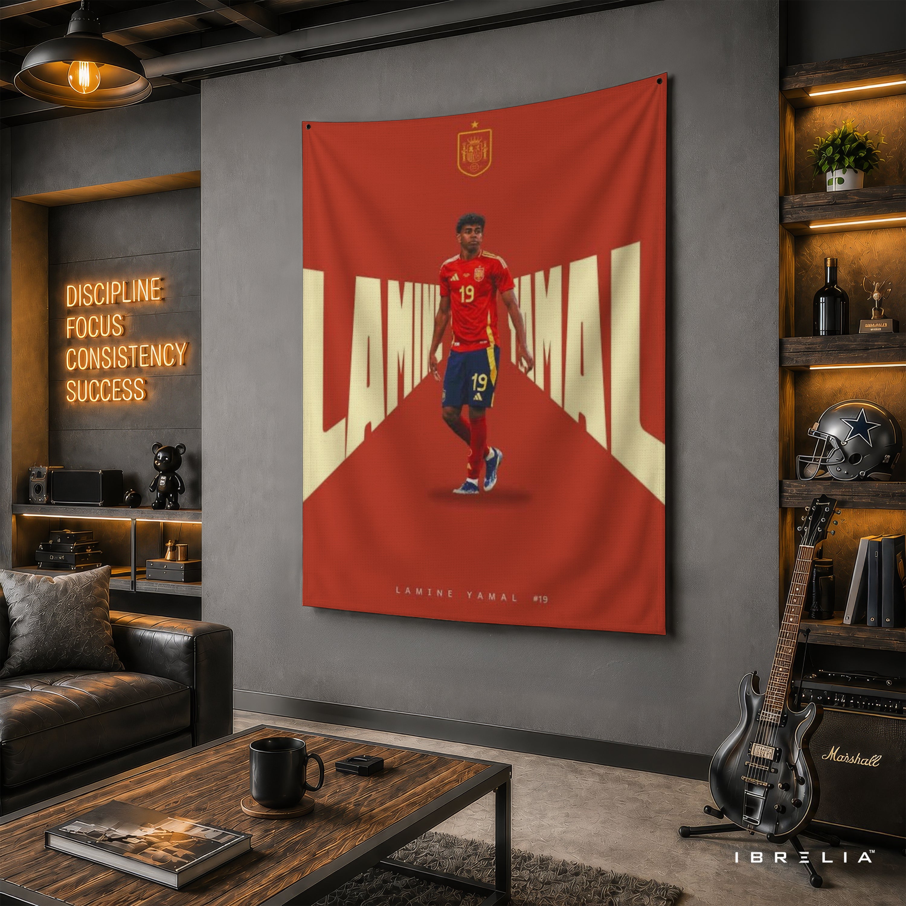 Lamine Yamal Spain Minimalist Typography Wall Tapestry | Premium Heavyweight Jute Fabric Wall Hanging