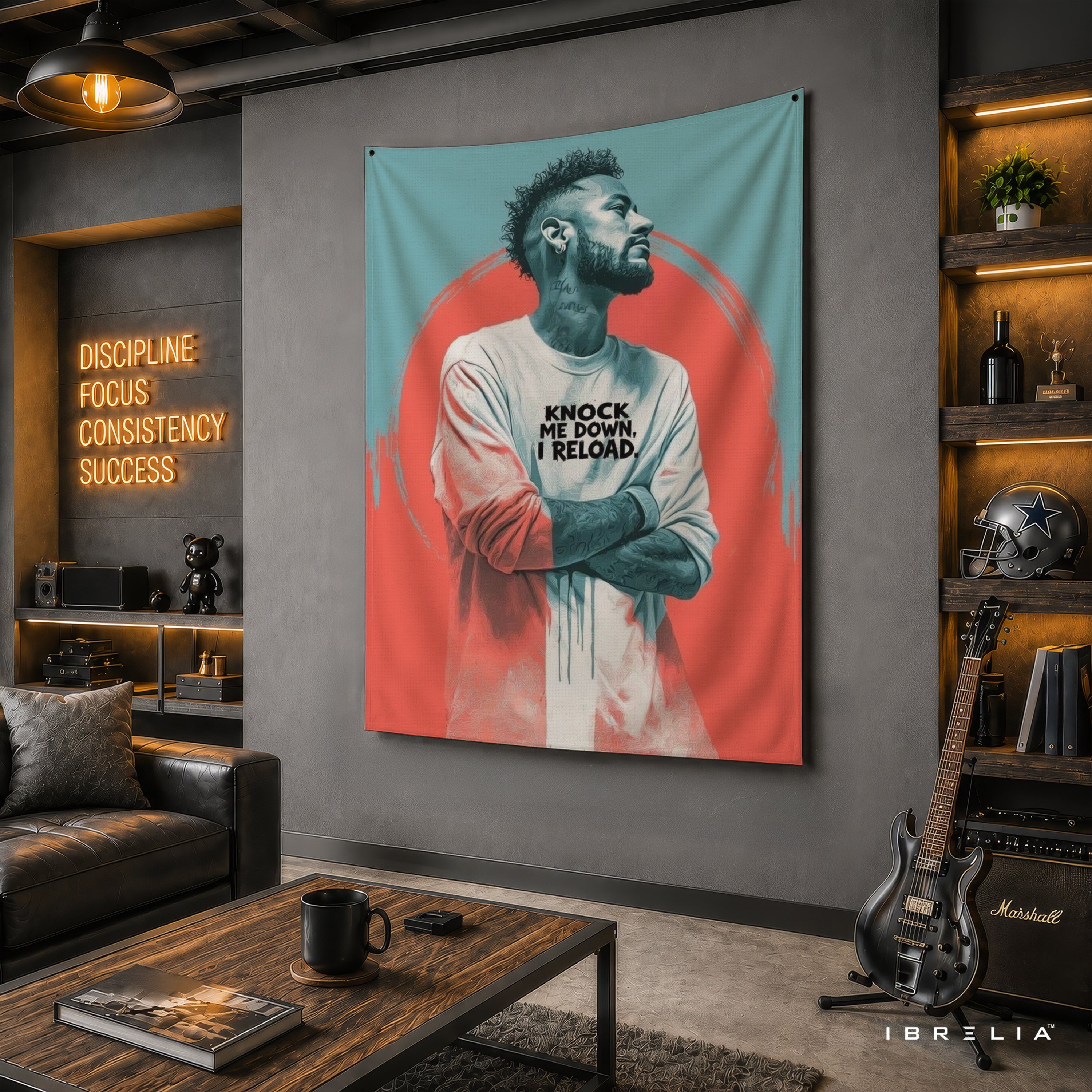 Neymar Knock Me Down Reload Wall Tapestry | Premium Heavyweight Jute Fabric Wall Hanging