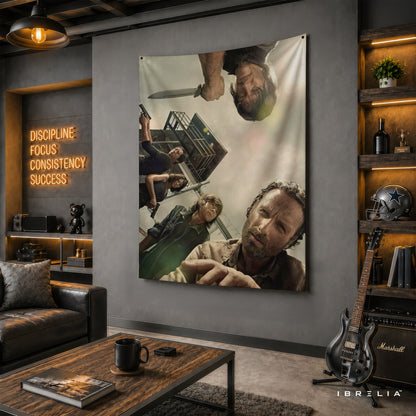 The Walking Dead Survivors Wall Tapestry | Premium Heavyweight Jute Fabric Wall Hanging