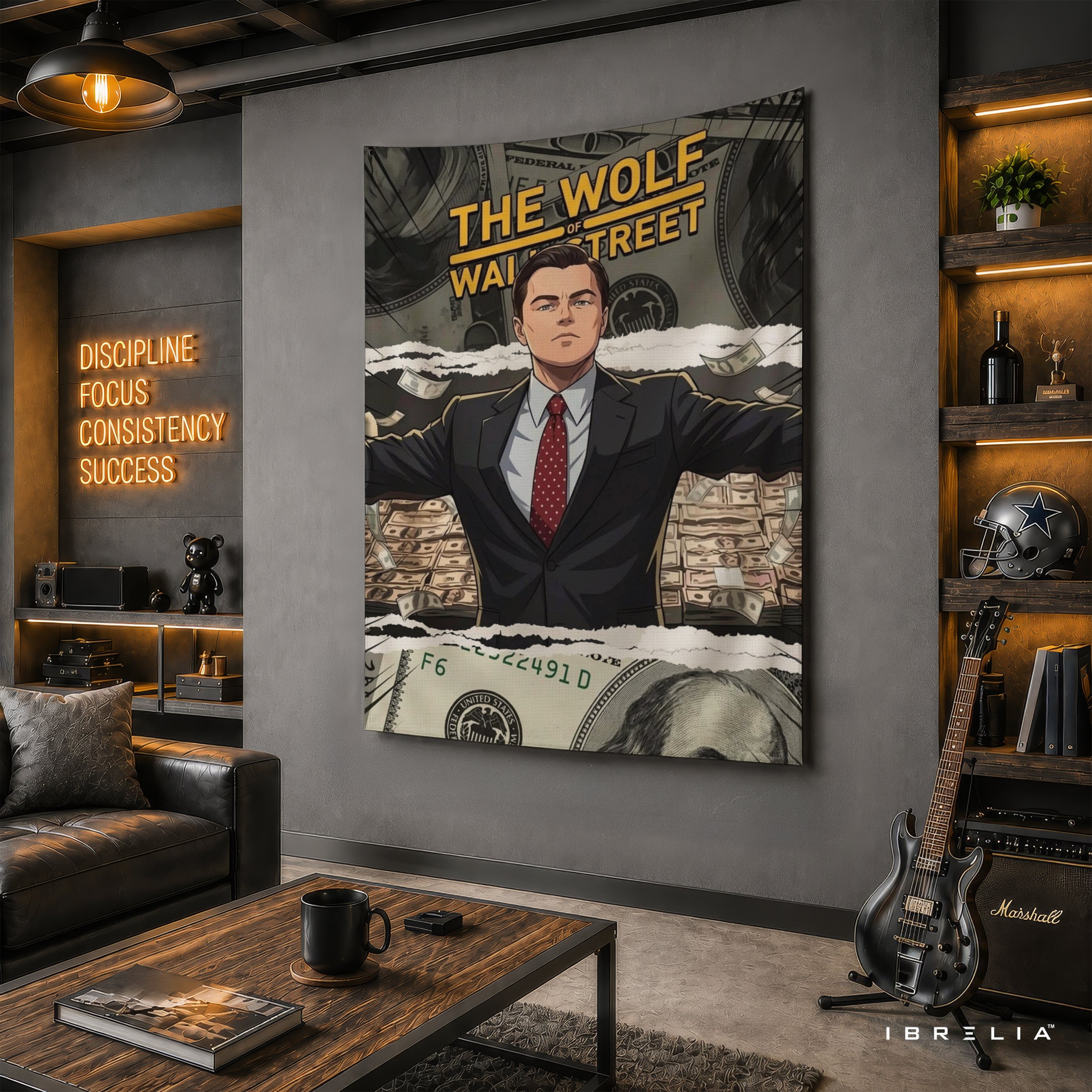 The Wolf of Wall Street Inspired Money Wall Tapestry – Premium Motivational Wall Hanging for Home, Office & Gaming Room
