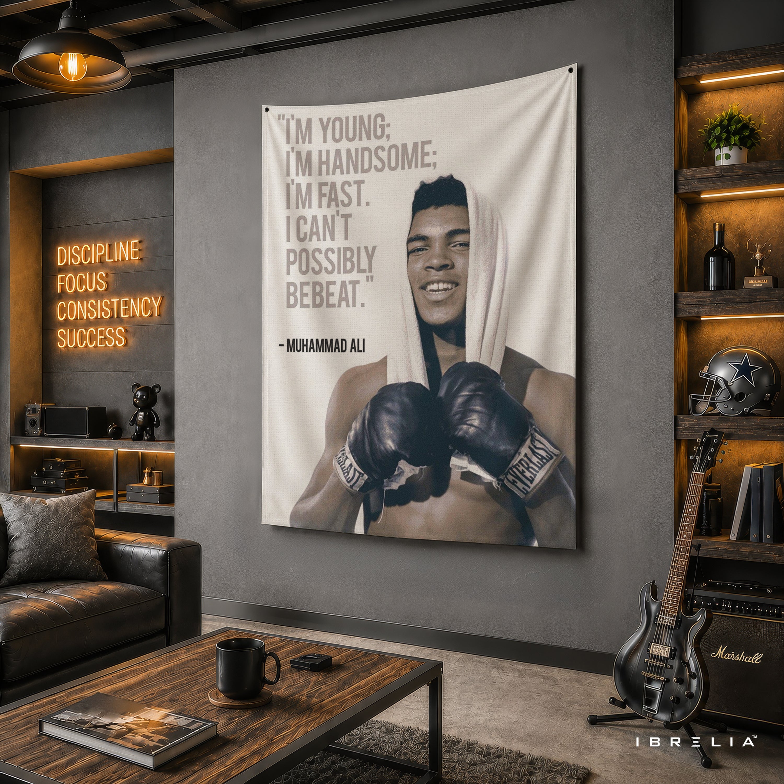 Muhammad Ali Inspirational Quote Wall Tapestry | Premium Heavyweight Jute Fabric Wall Hanging