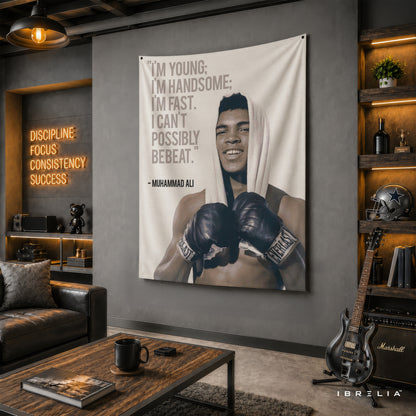 Muhammad Ali Inspirational Quote Wall Tapestry | Premium Heavyweight Jute Fabric Wall Hanging