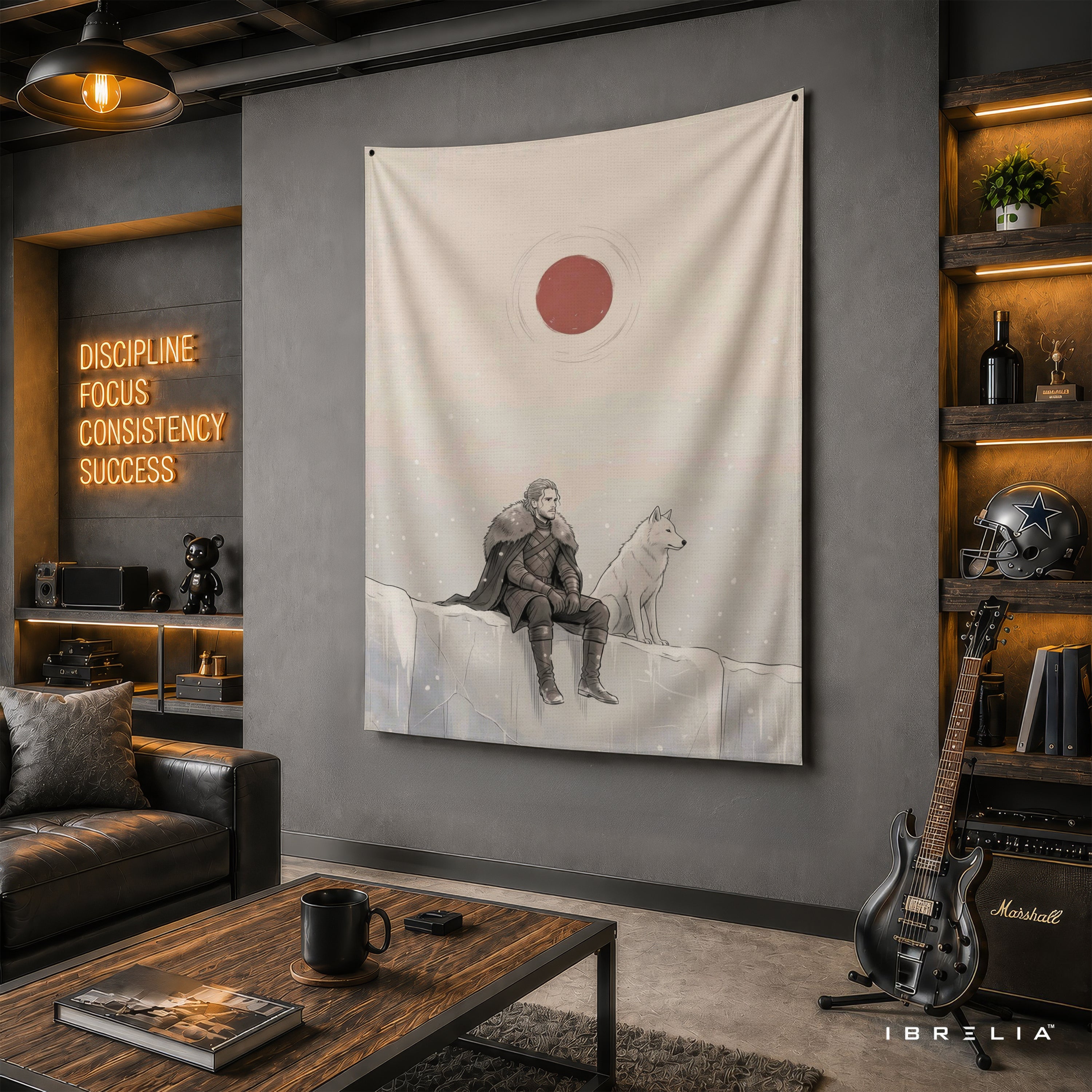 Jon Snow Game of Thrones Wall Tapestry | Premium Heavyweight Jute Fabric Wall Hanging