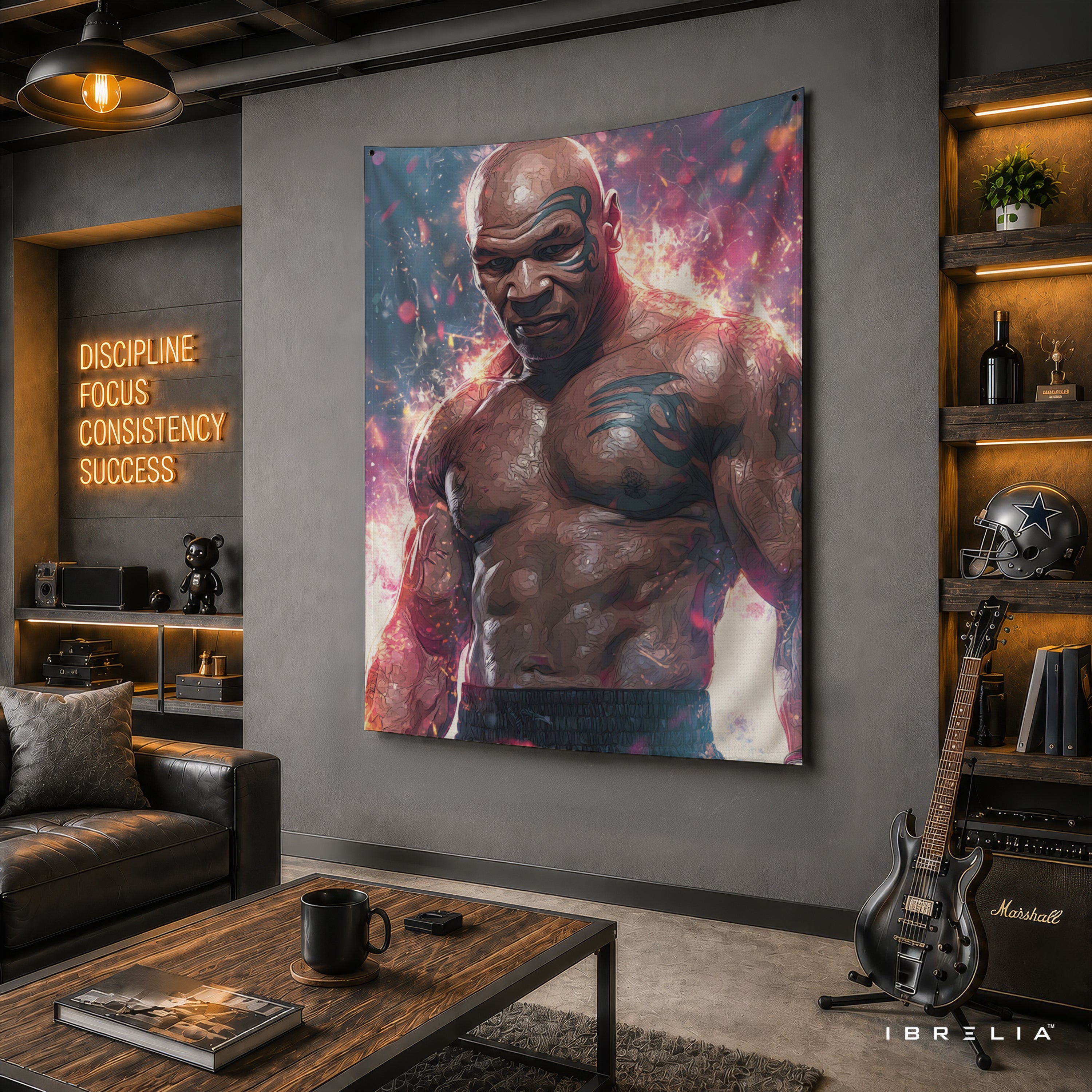 Mike Tyson Digital Art Wall Tapestry | Premium Heavyweight Jute Fabric Wall Hanging
