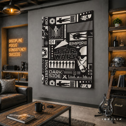 Star Wars Dark Side Typography Wall Tapestry – Empire Graphic Sci-Fi Wall Hanging