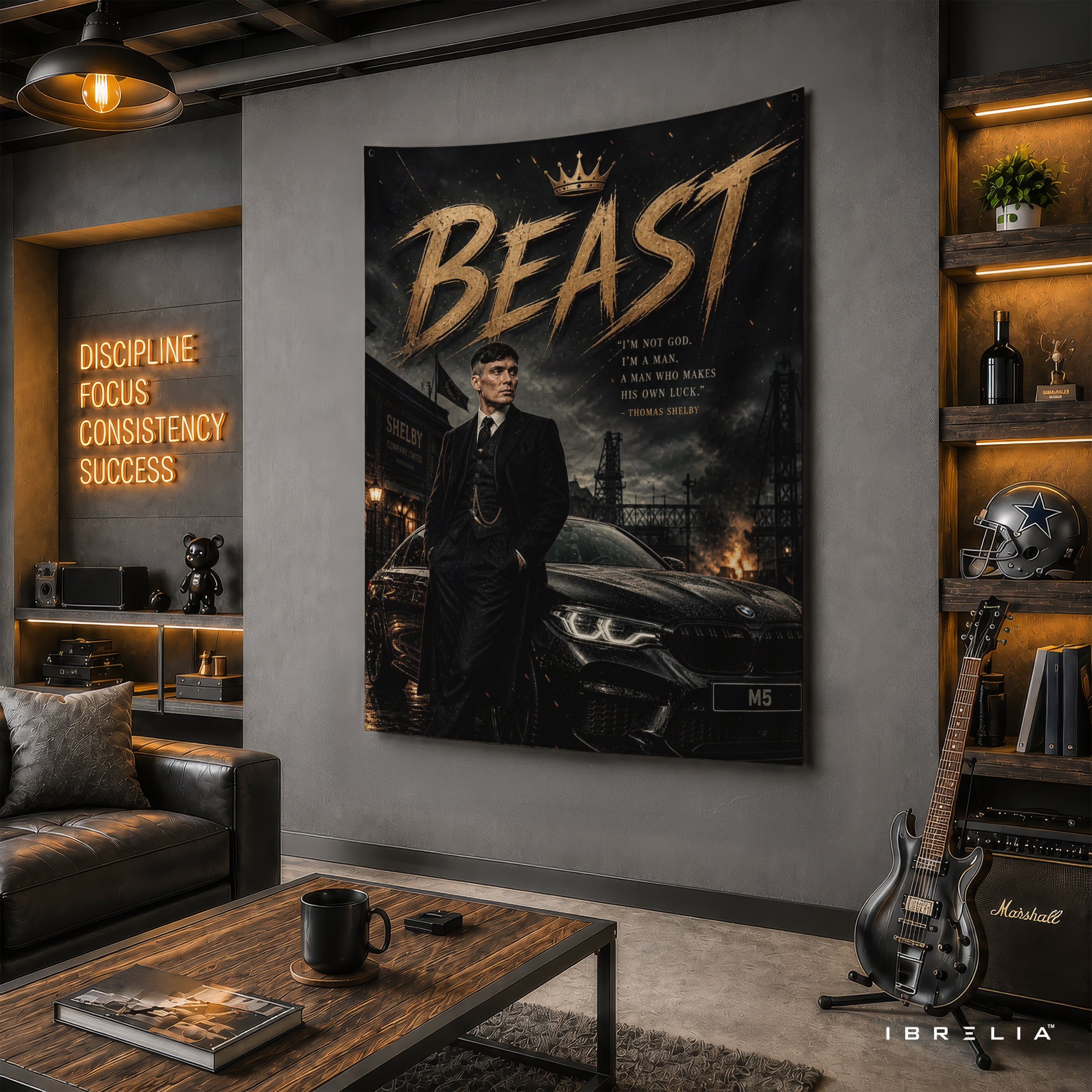 Thomas Shelby Beast Wall Tapestry | Premium Heavyweight Jute Fabric Wall Hanging