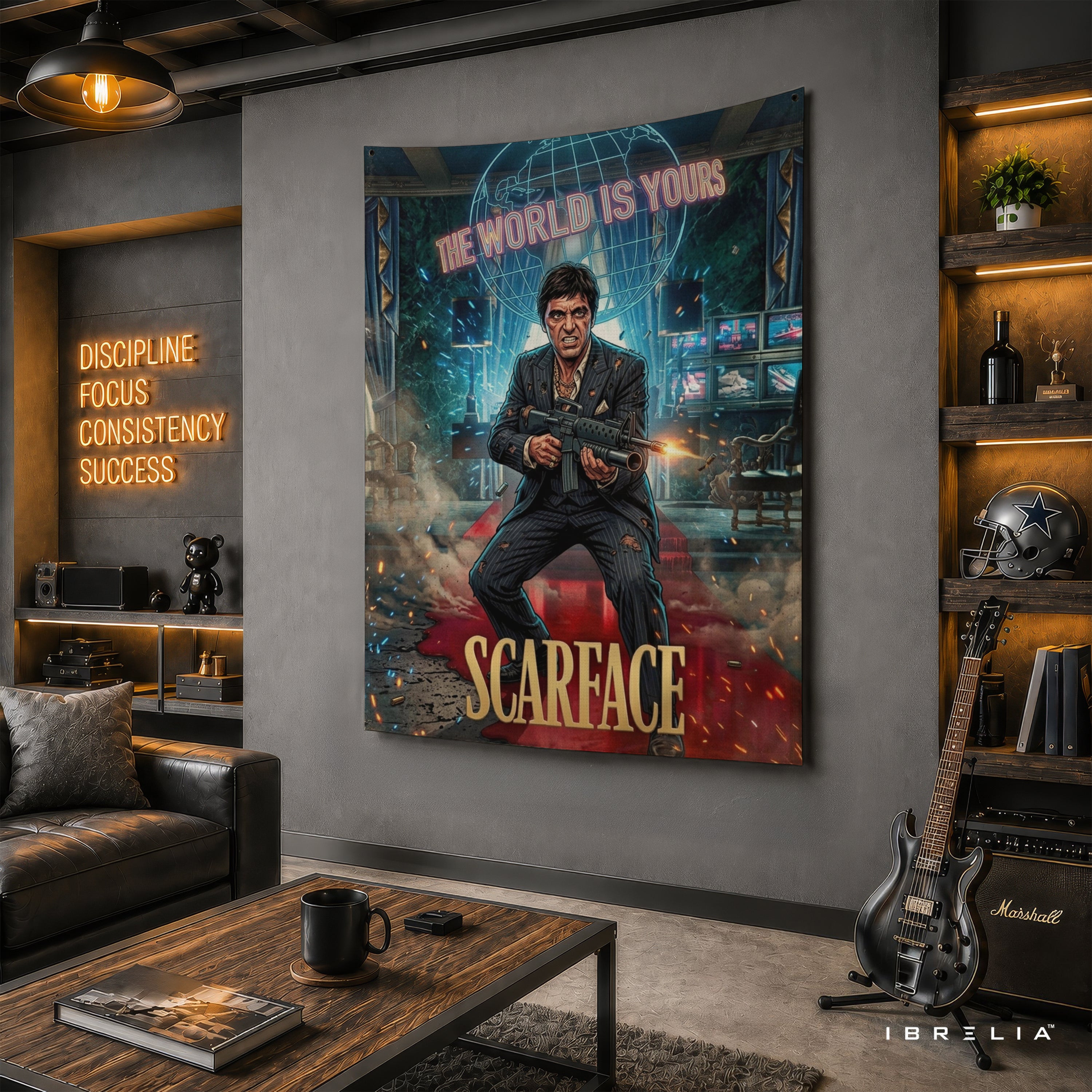 Scarface Tony Montana The World Is Yours Wall Tapestry – Premium Movie Wall Hanging & Home Decor in Pakistan