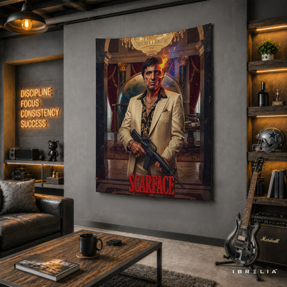 Scarface Tony Montana Premium Wall Tapestry – Cinematic Movie Wall Hanging & Home Decor in Pakistan
