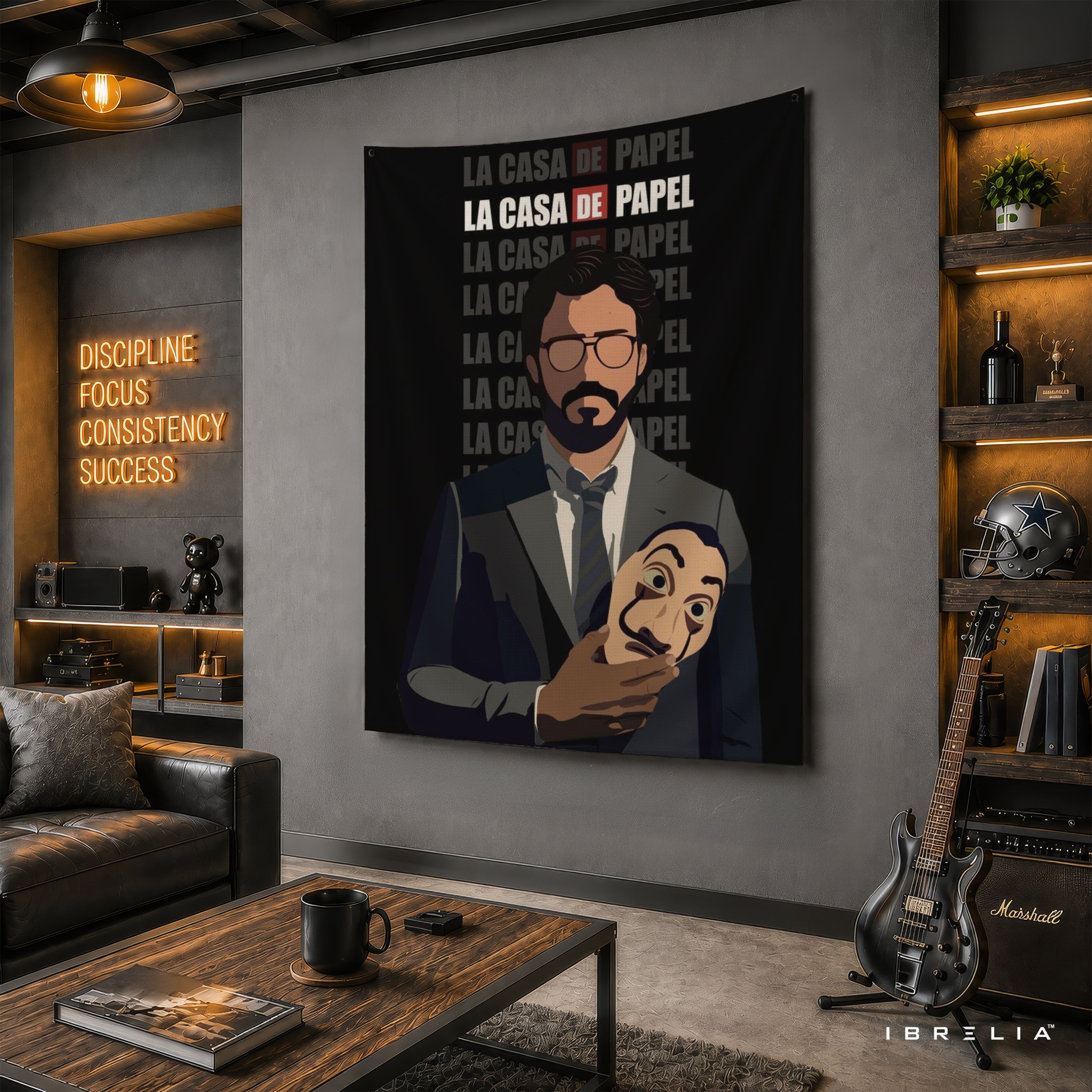 The Professor & Salvador Dalí Mask Wall Tapestry | Premium Heavyweight Jute Fabric Wall Hanging