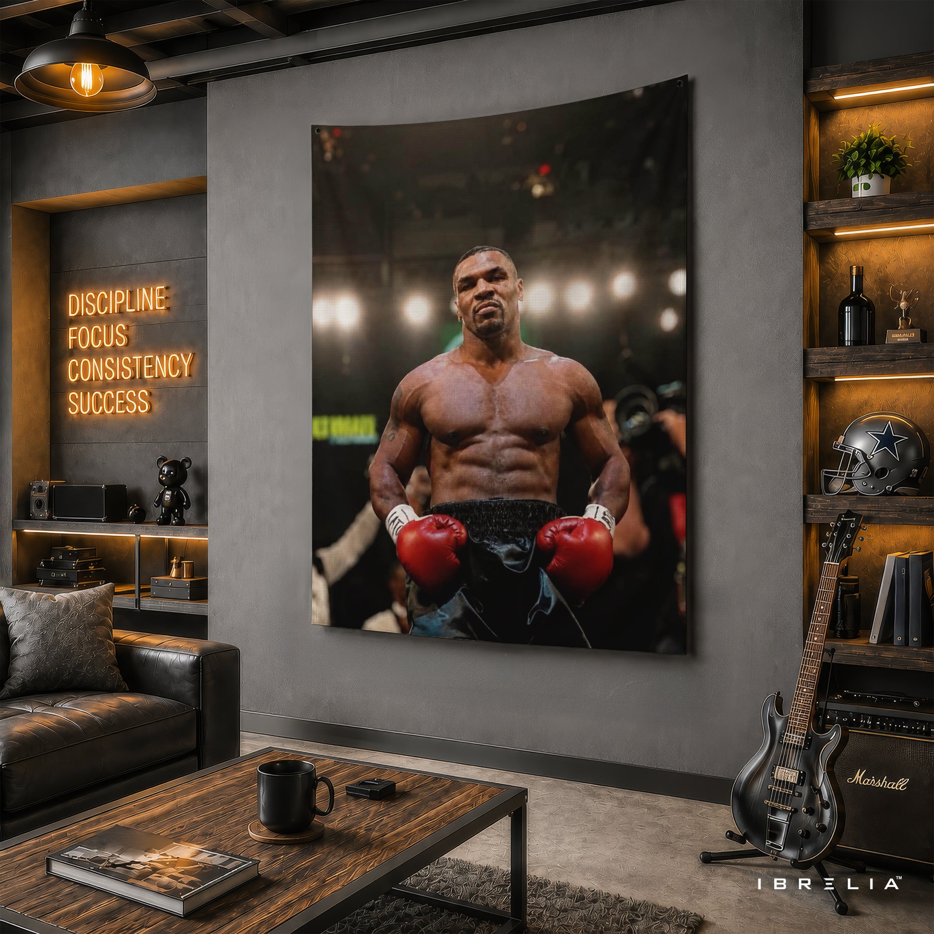 Mike Tyson Championship Portrait Wall Tapestry | Premium Heavyweight Jute Fabric Wall Hanging