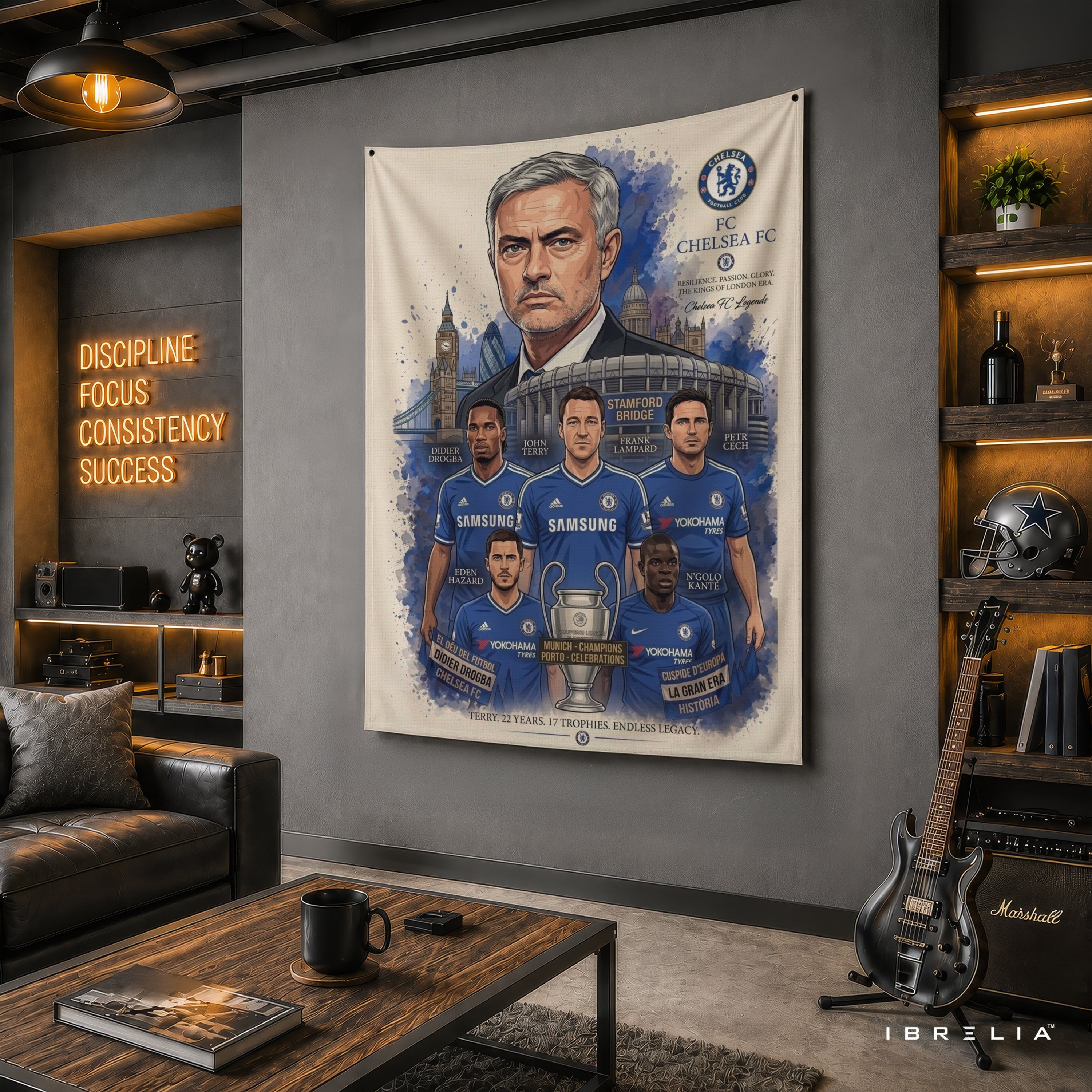 José Mourinho Chelsea Legend Wall Tapestry | Premium Heavyweight Jute Fabric Wall Hanging