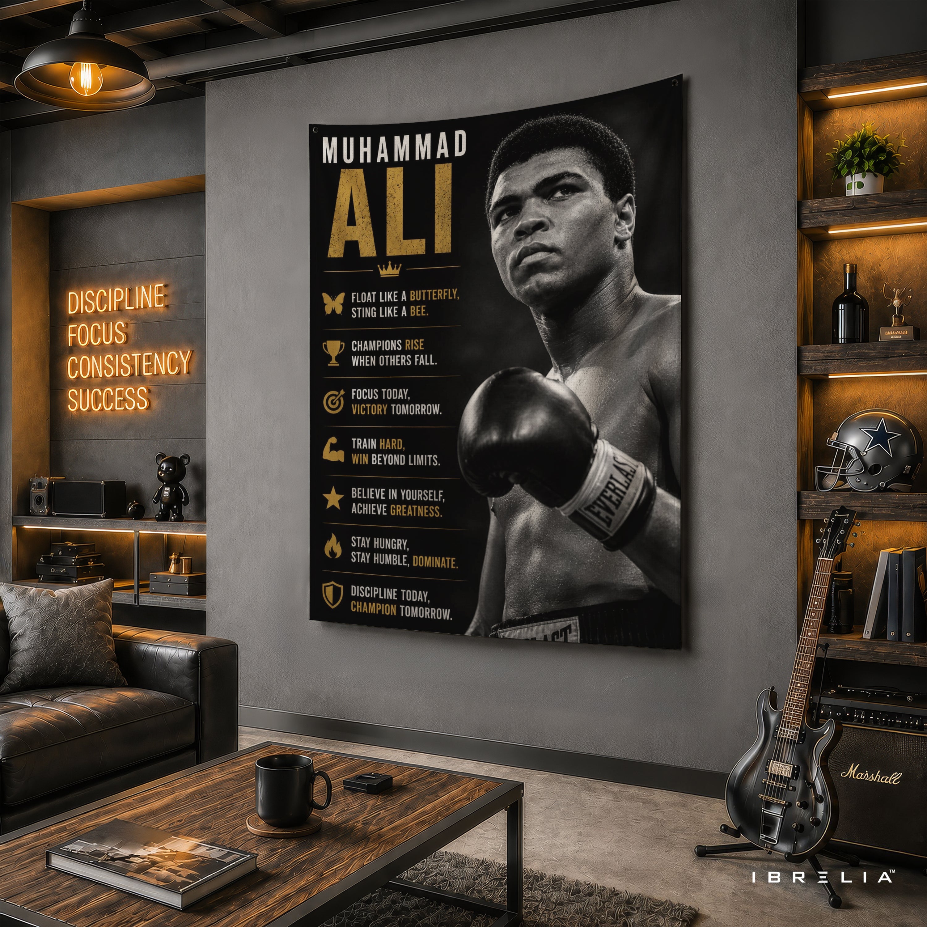 Muhammad Ali Motivational Quote Wall Tapestry | Premium Heavyweight Jute Fabric Wall Hanging