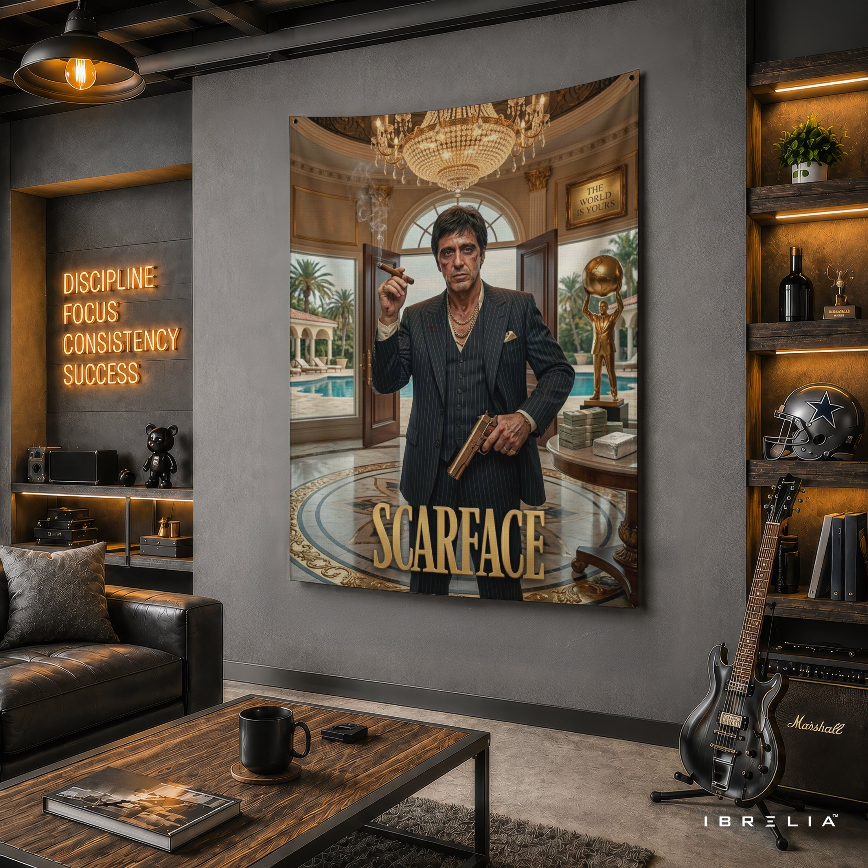 Scarface "The World Is Yours" Mansion Wall Tapestry | Luxury Tony Montana Movie Wall Hanging Pakistan