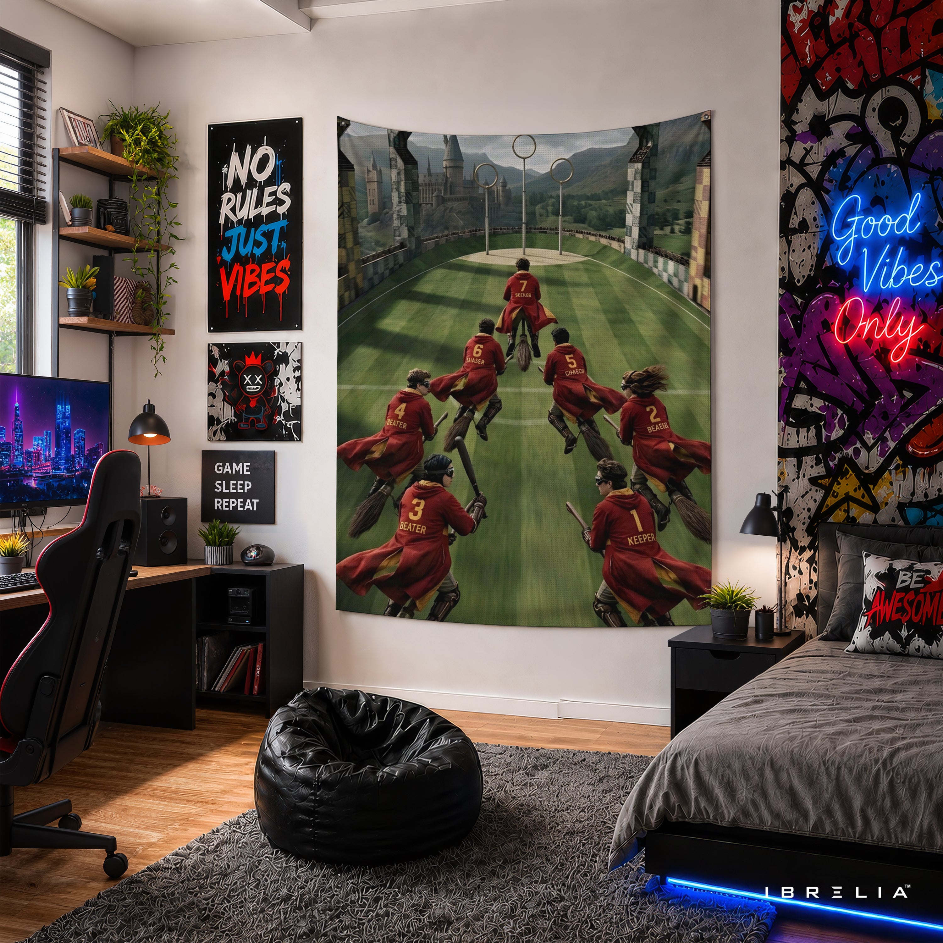 Harry Potter Quidditch Match Wall Tapestry – Premium Fantasy Wall Hanging & Home Decor in Pakistan