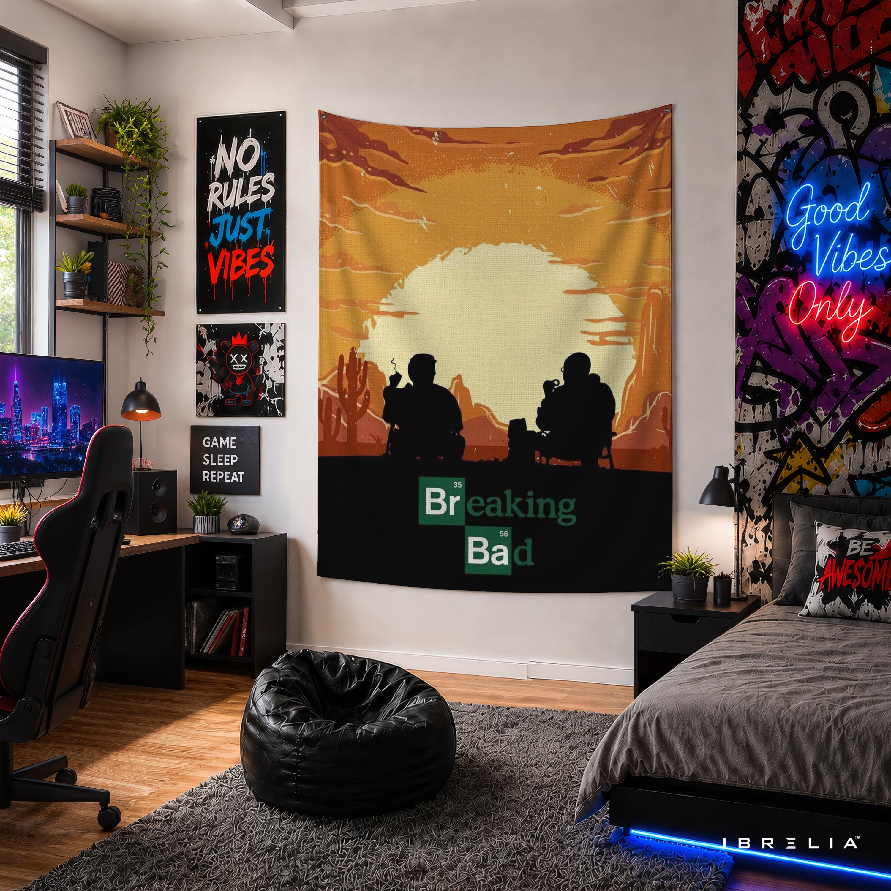 Breaking Bad Desert Sunset Wall Tapestry – Walter & Jesse Silhouette Decor