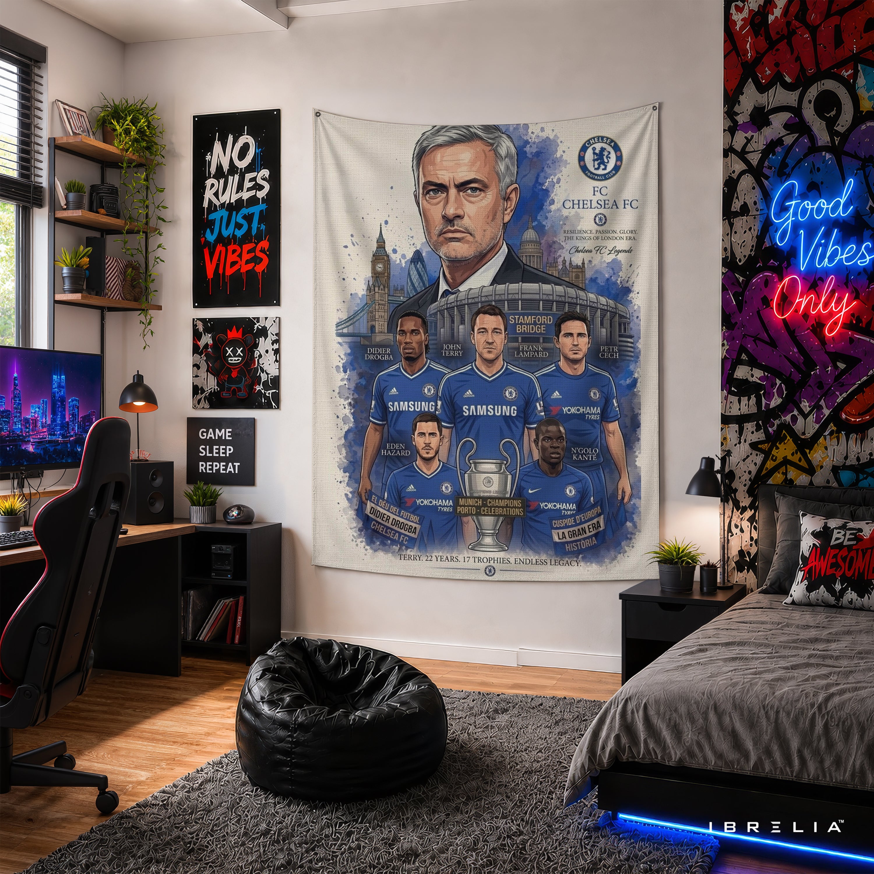 José Mourinho Chelsea Legend Wall Tapestry | Premium Heavyweight Jute Fabric Wall Hanging