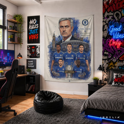 José Mourinho Chelsea Legend Wall Tapestry | Premium Heavyweight Jute Fabric Wall Hanging