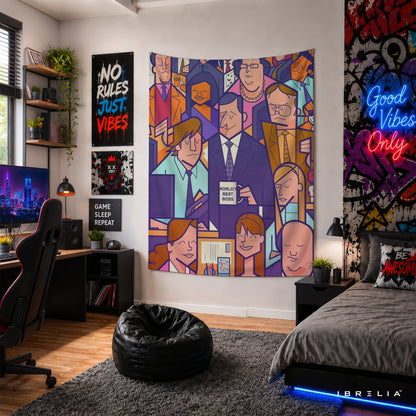 The Office Abstract Cast Wall Tapestry | Premium Heavyweight Jute Fabric Wall Hanging