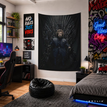 Tyrion Lannister Iron Throne Game of Thrones Wall Tapestry | Premium Heavyweight Jute Fabric Wall Hanging